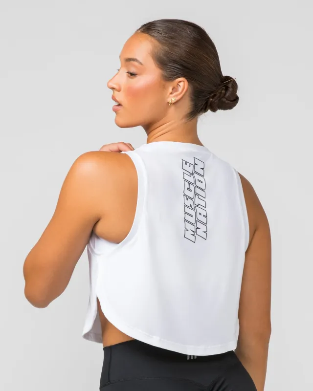 Ignite Cropped Training Tank - White sold by Muscle Nation