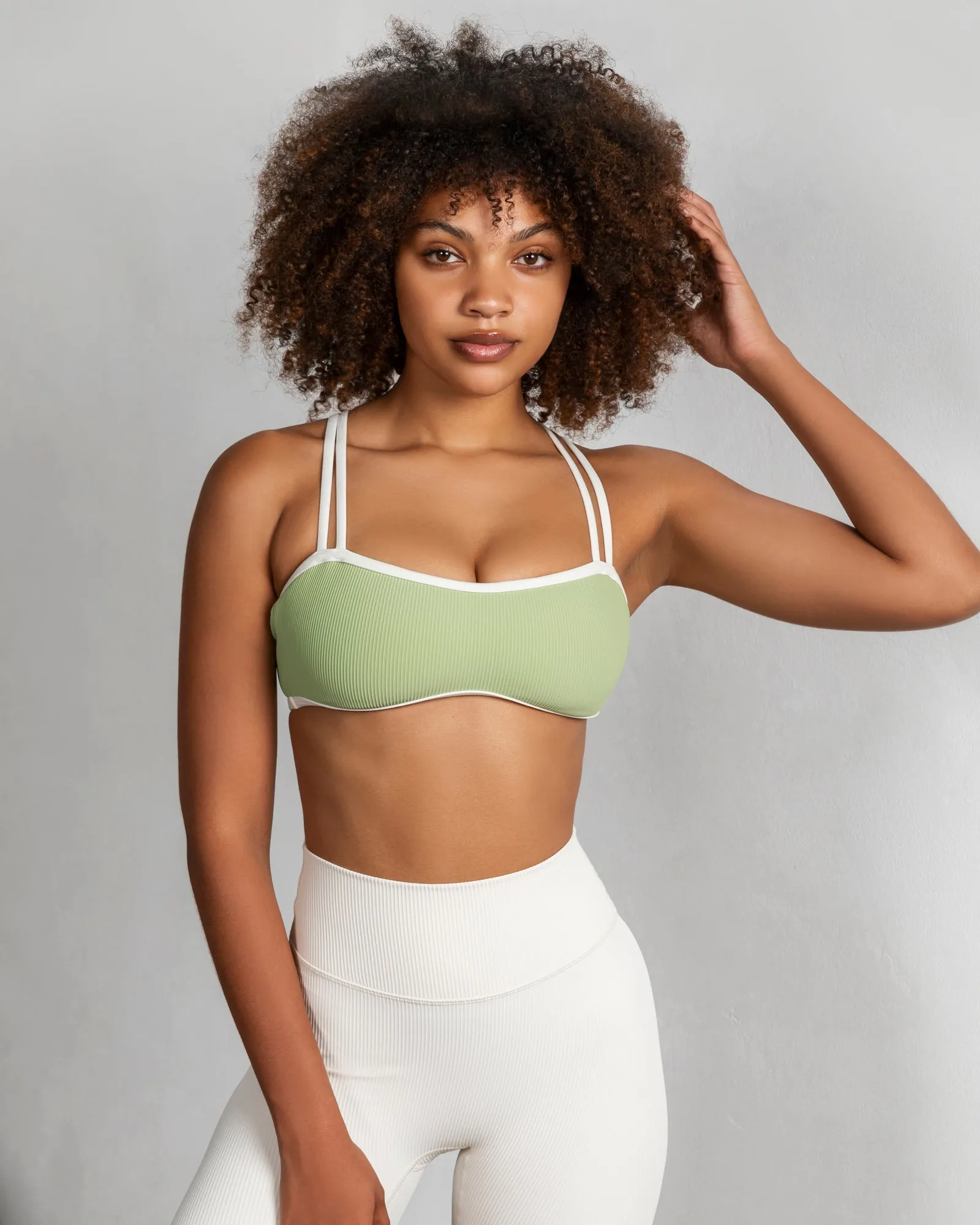 Curves Rib Bralette - Matcha sold by Muscle Nation