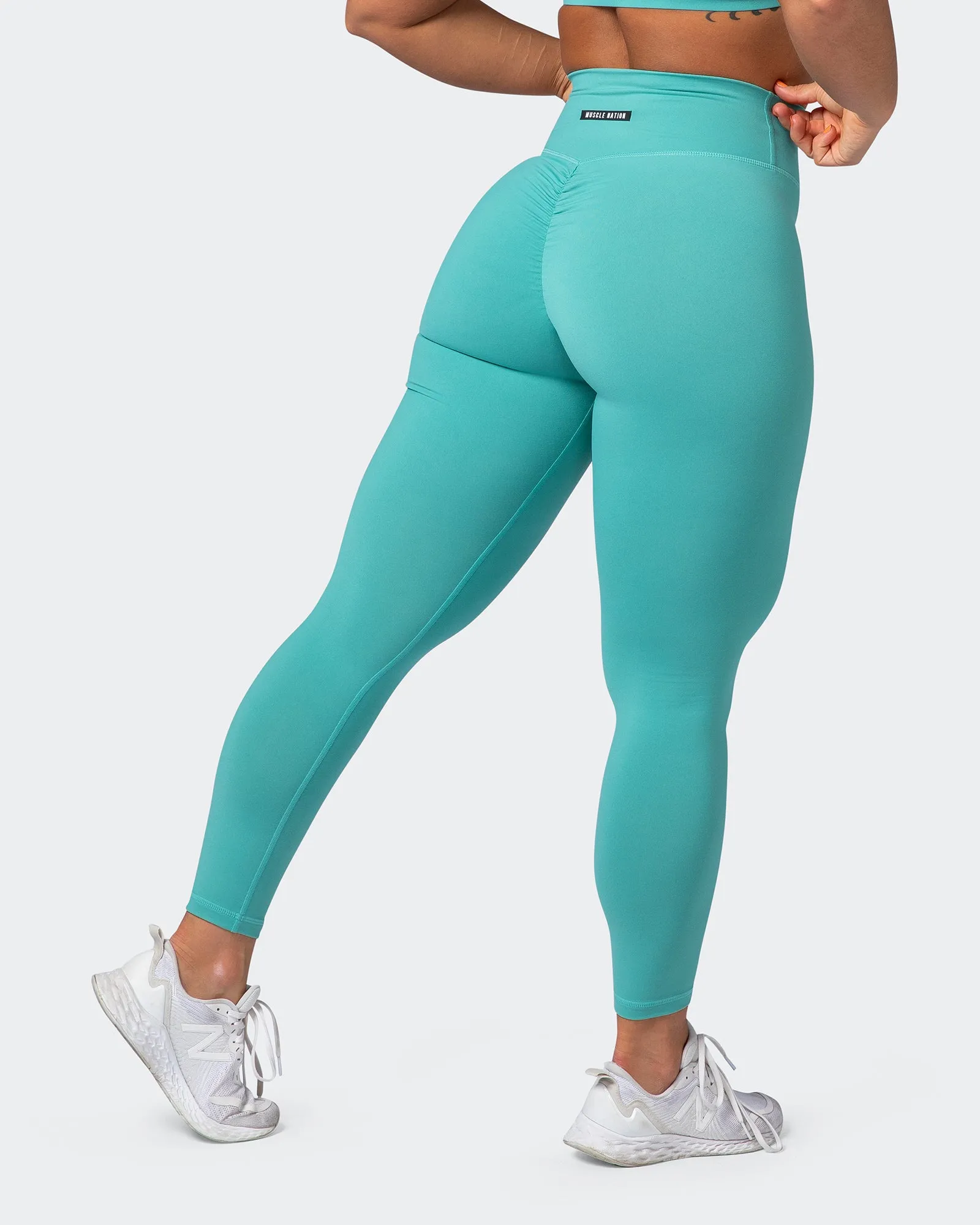 Signature Scrunch Ankle Length Leggings - Agate Green sold by Muscle Nation