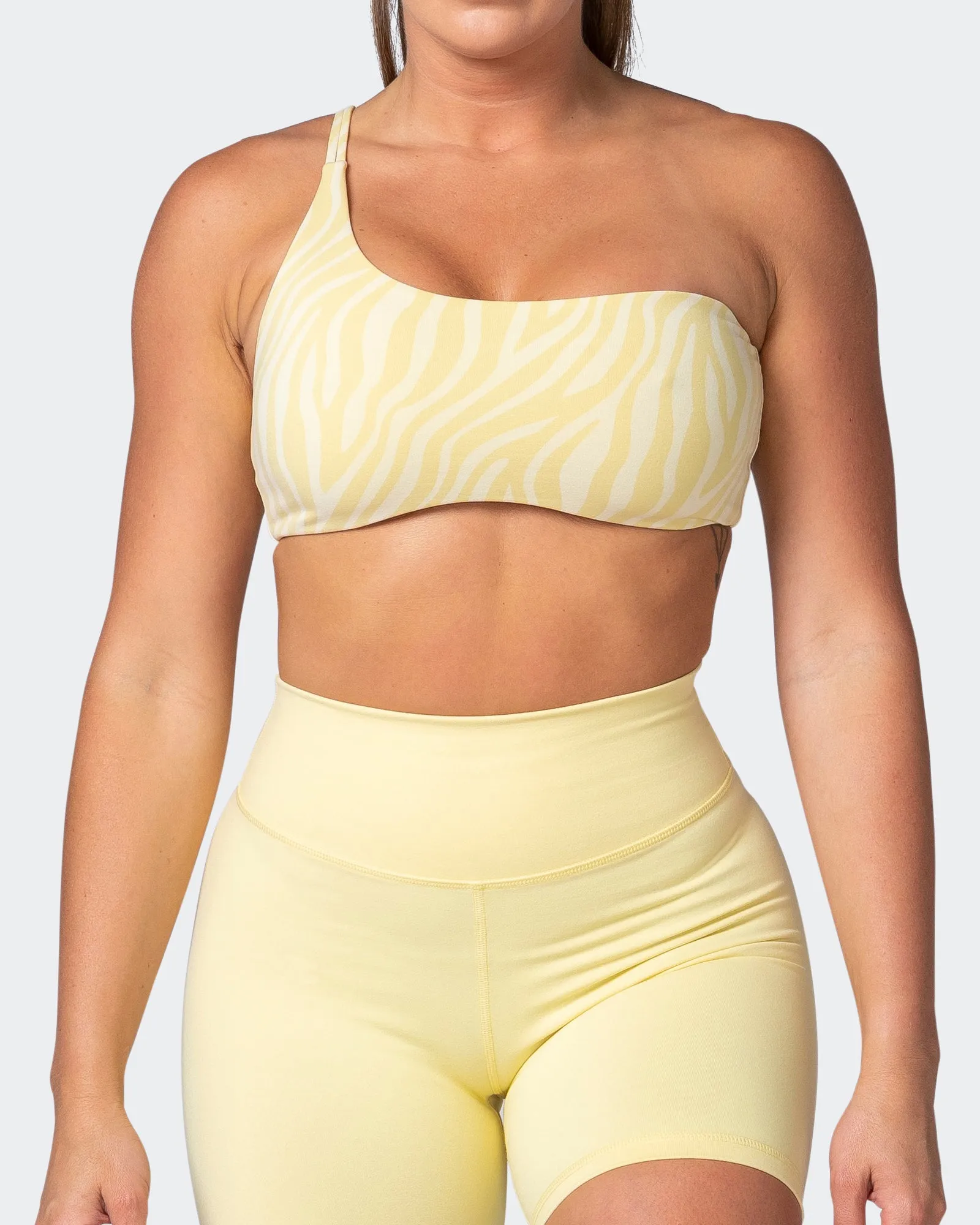 Movement One Shoulder Bralette - Lemon Zebra Print sold by Muscle Nation product image thumbnail 2