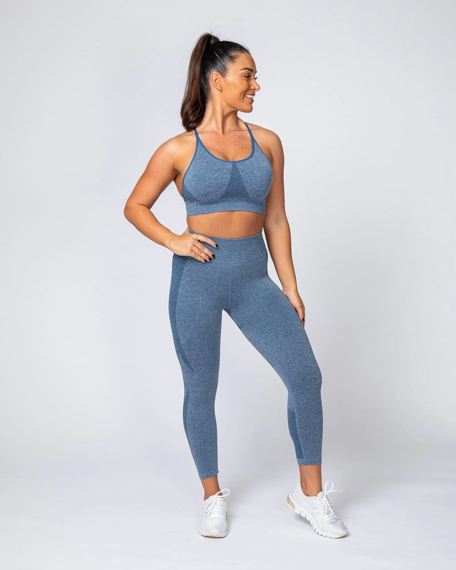 Shape Up Seamless 7/8 Leggings - Navy Marl sold by Muscle Nation product image thumbnail 3