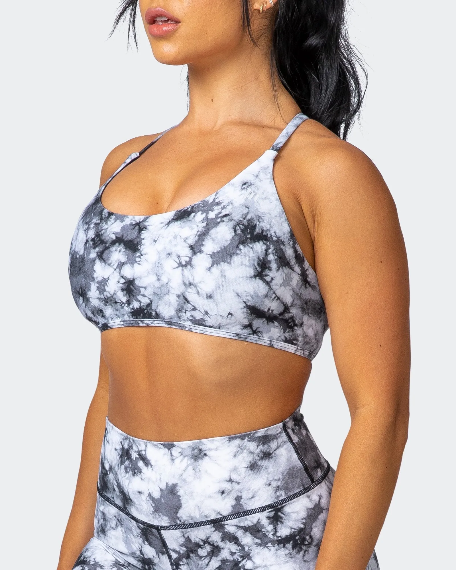 Wanderlust Bralette - Grey Black Tie Dye Print sold by Muscle Nation product image thumbnail 3