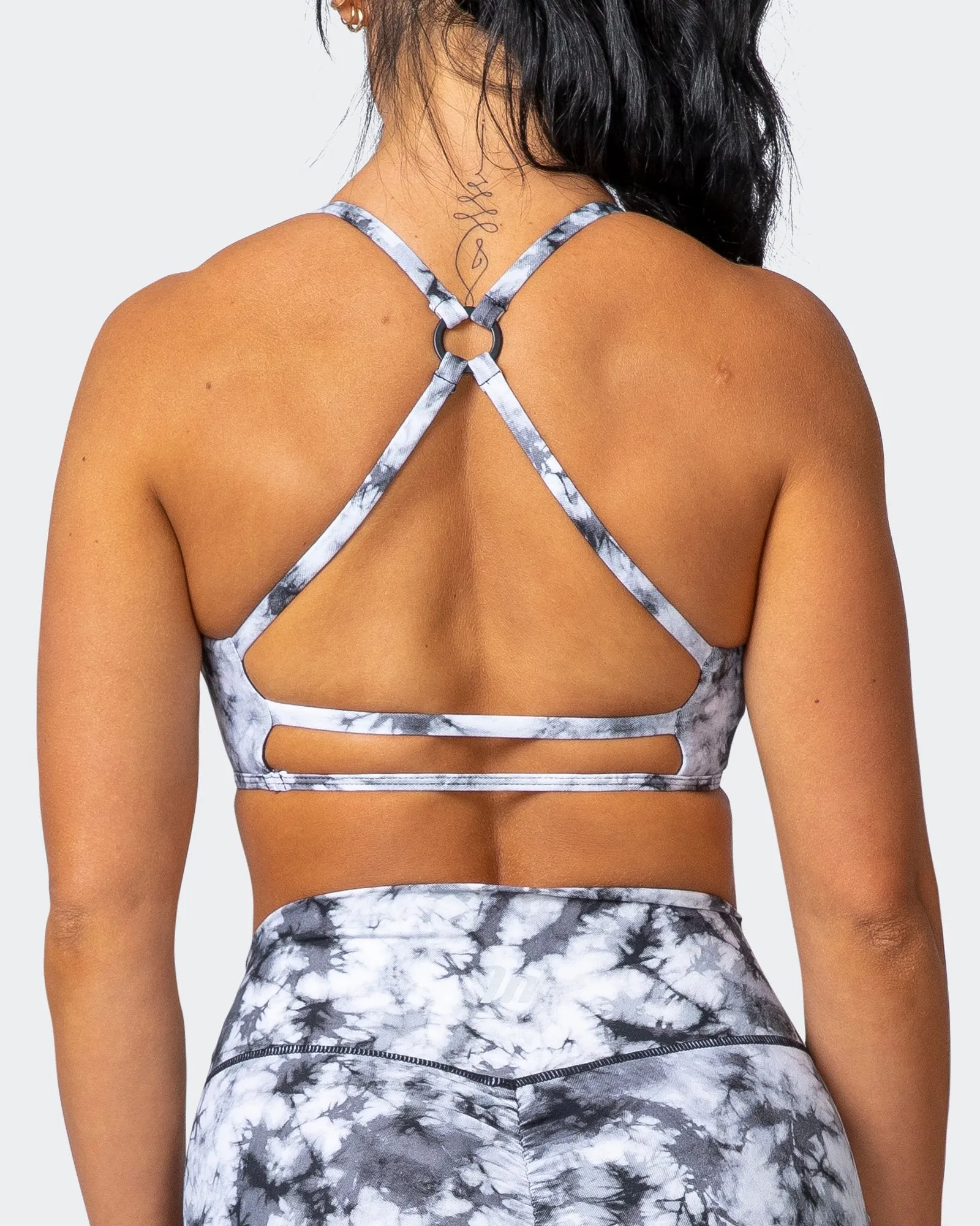 Wanderlust Bralette - Grey Black Tie Dye Print sold by Muscle Nation product image thumbnail 4