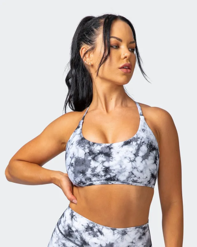 Wanderlust Bralette - Grey Black Tie Dye Print sold by Muscle Nation