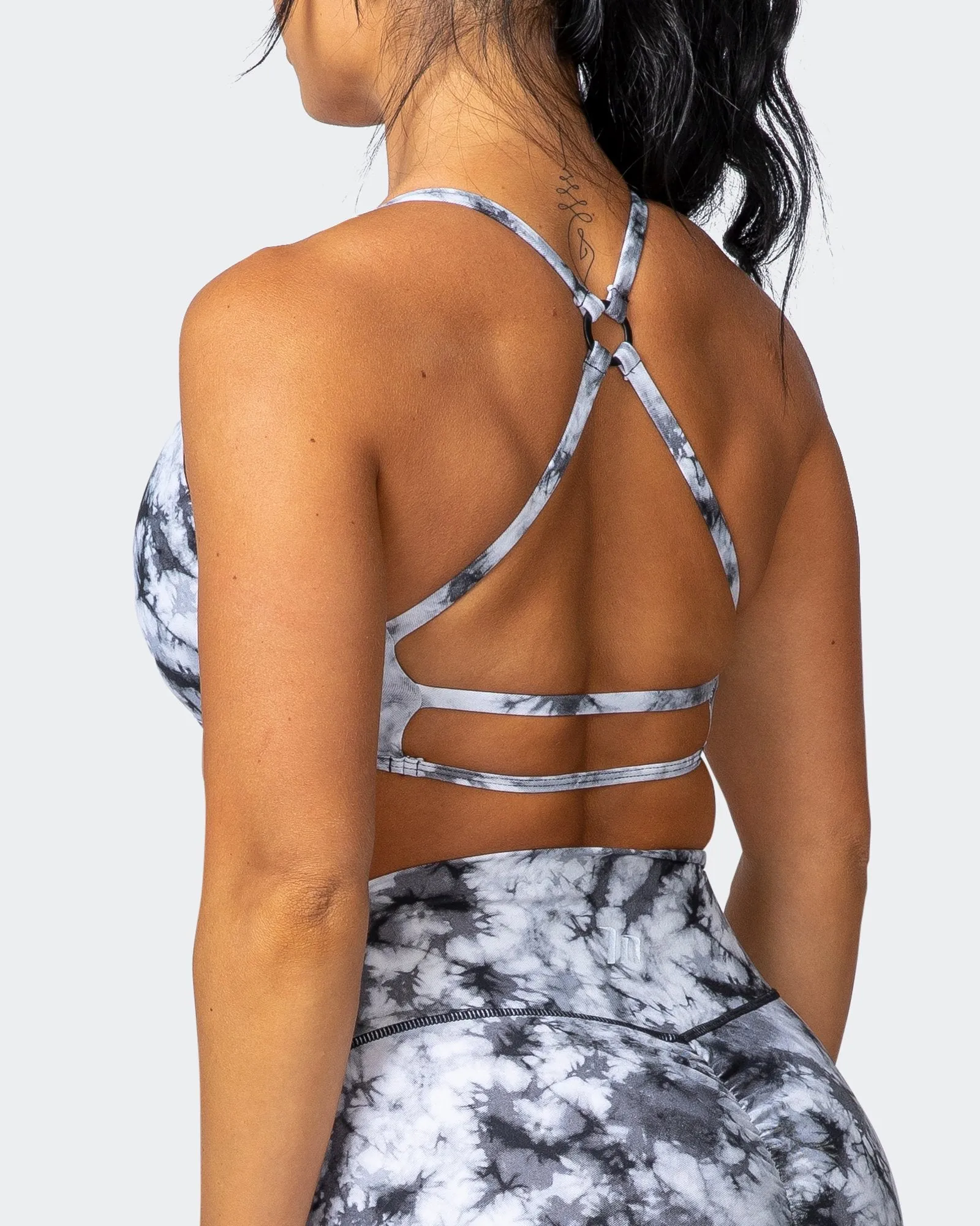Wanderlust Bralette - Grey Black Tie Dye Print sold by Muscle Nation product image thumbnail 5