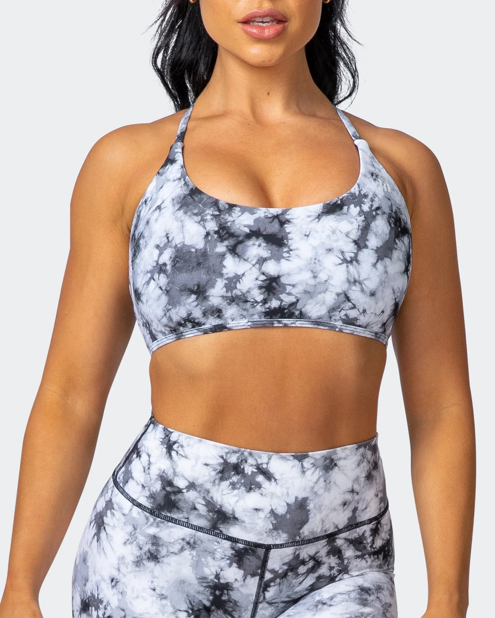 Wanderlust Bralette - Grey Black Tie Dye Print sold by Muscle Nation product image thumbnail 2