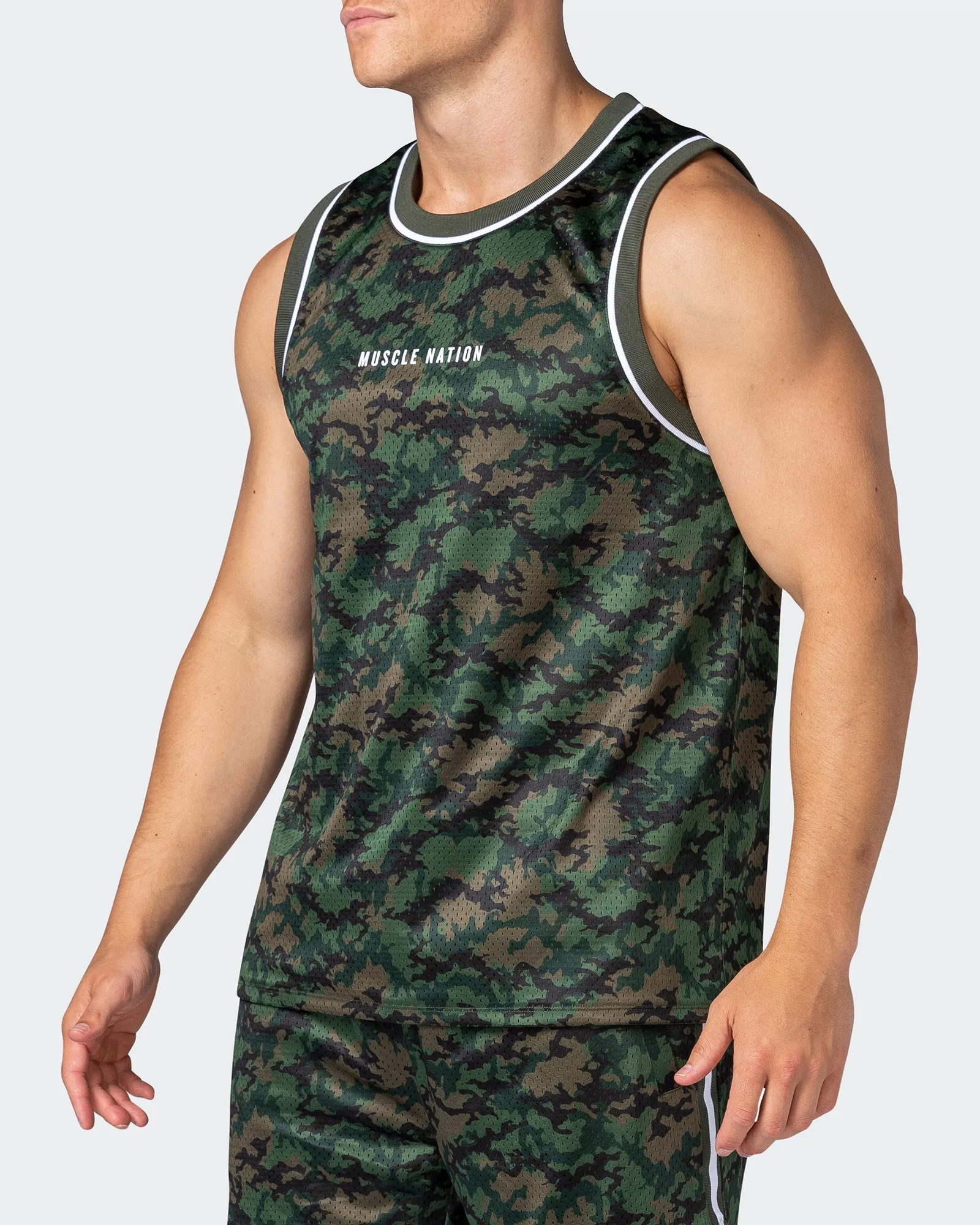 Reversible Basketball Jersey - Dark Khaki Camo / Dark Khaki sold by Muscle Nation product image thumbnail 3