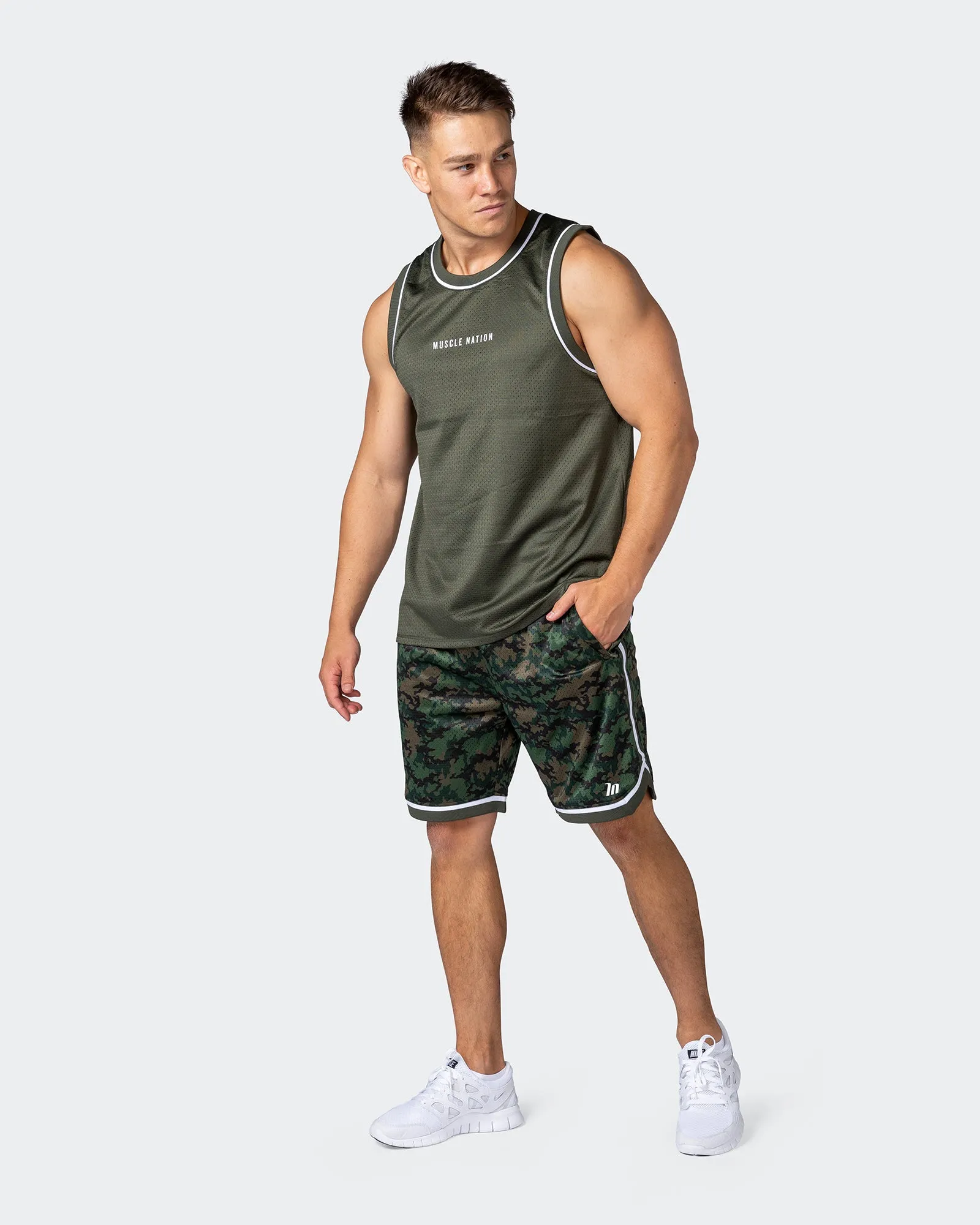 Reversible Basketball Jersey - Dark Khaki Camo / Dark Khaki sold by Muscle Nation product image thumbnail 4