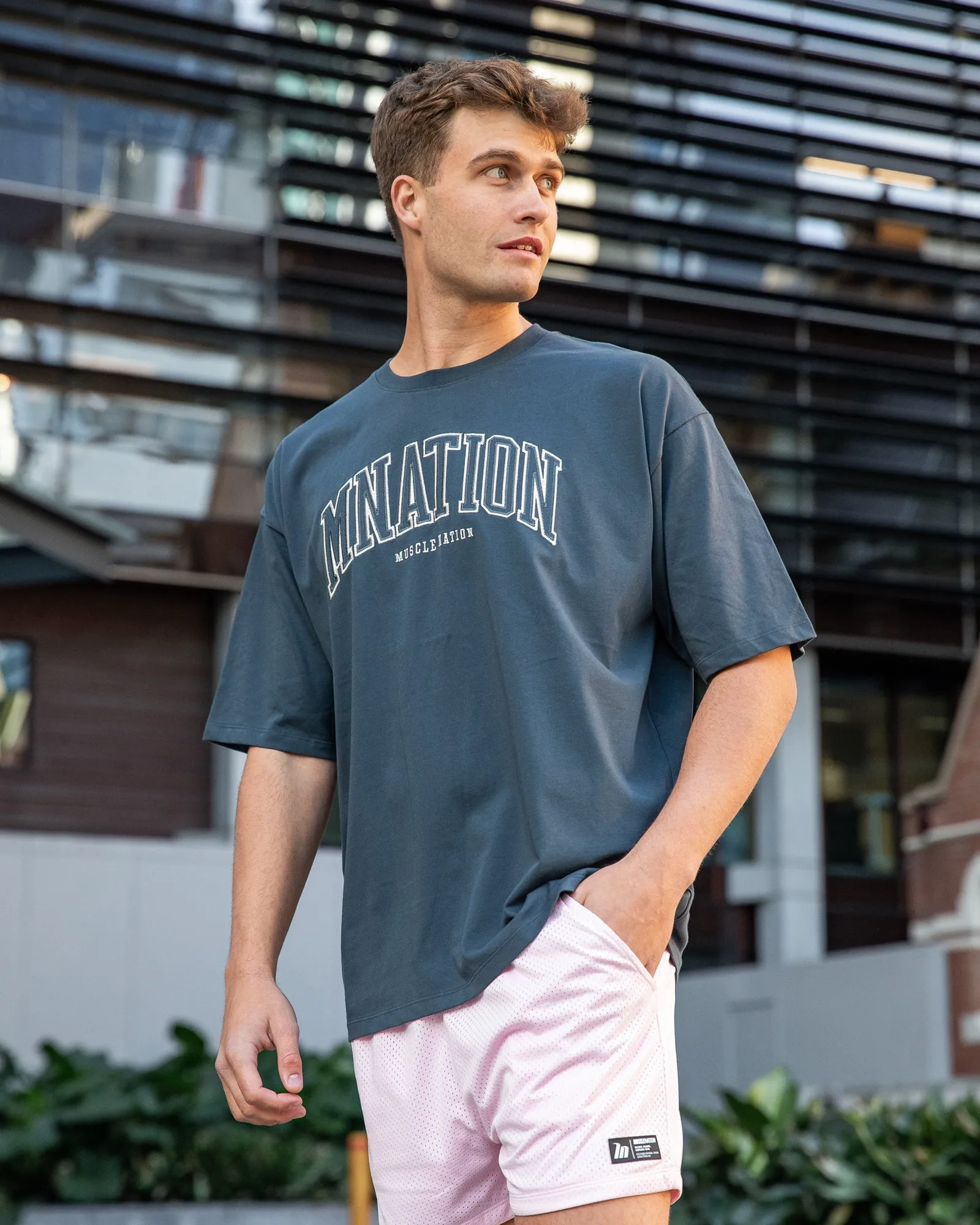 Varsity Oversized Tee - Thunder sold by Muscle Nation