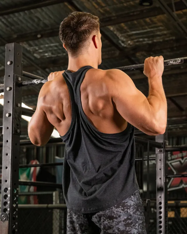 Striker Y Back Singlet - Black Marl sold by Muscle Nation