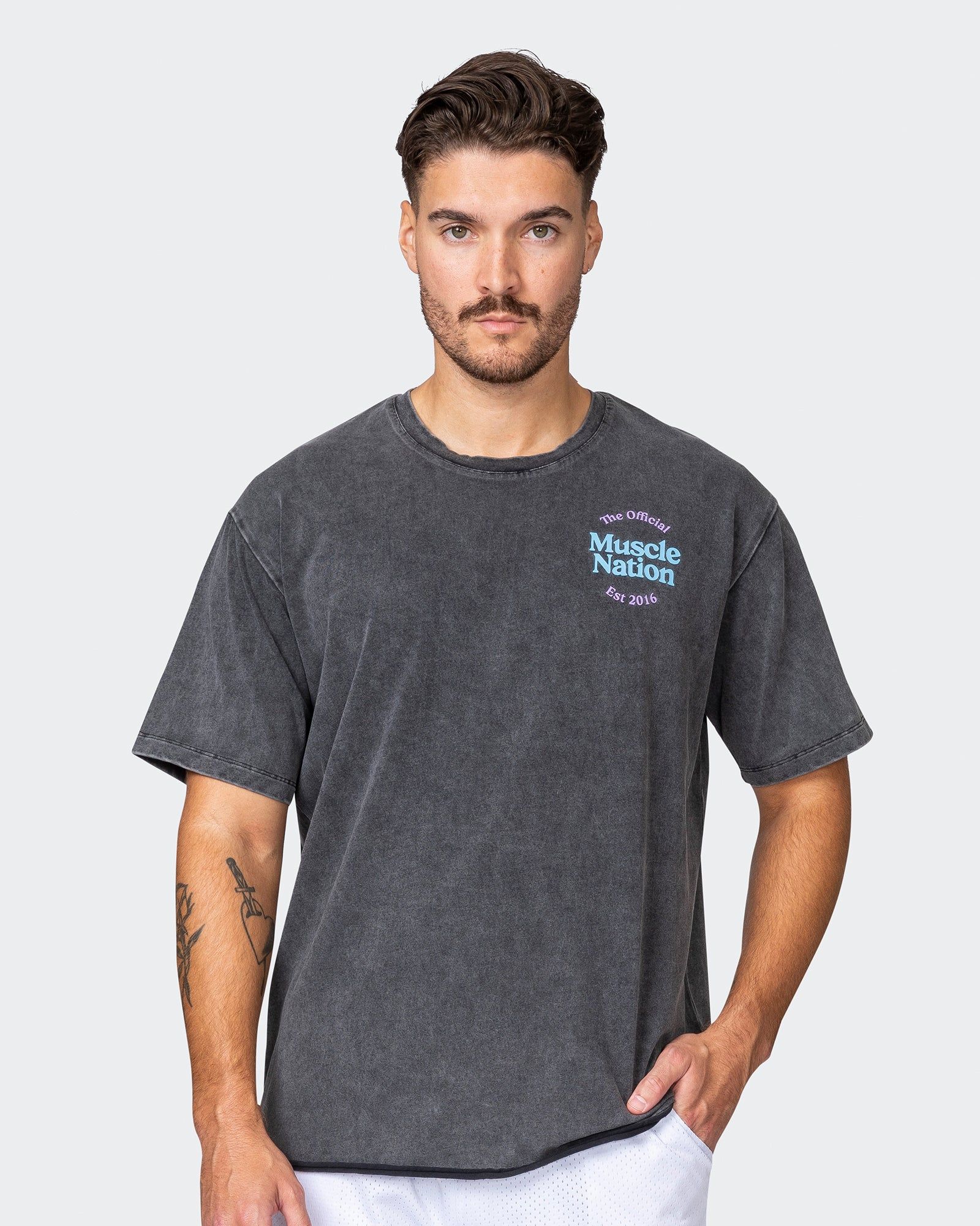 Mens Expo Oversized Heavy Vintage Tee - Washed Black sold by Muscle Nation product image thumbnail 2