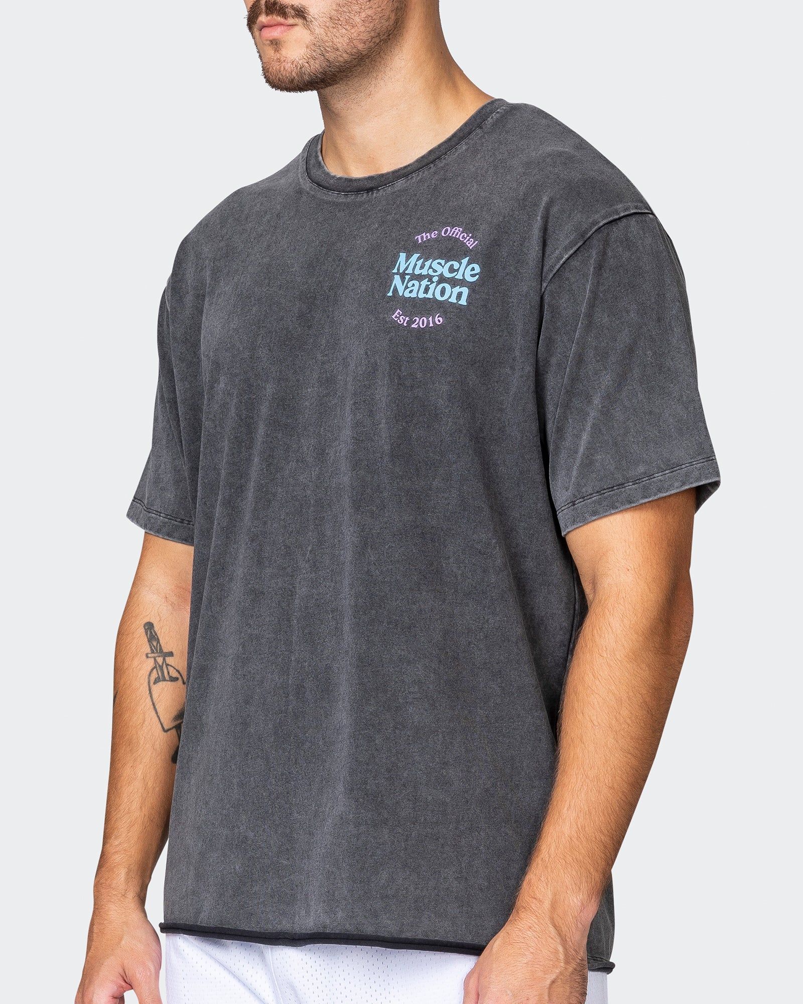 Mens Expo Oversized Heavy Vintage Tee - Washed Black sold by Muscle Nation product image thumbnail 4