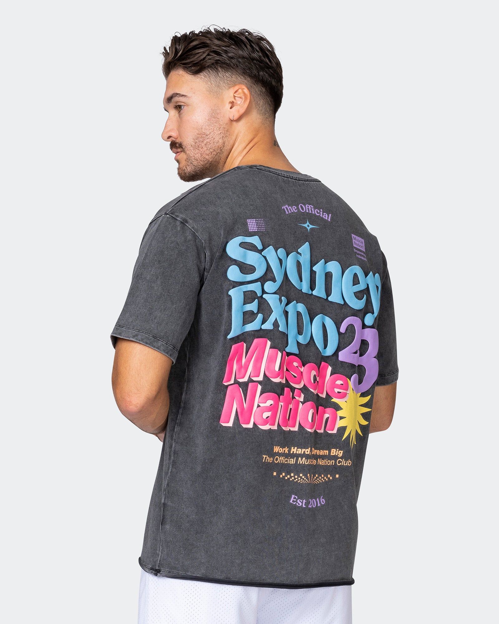 Mens Expo Oversized Heavy Vintage Tee - Washed Black sold by Muscle Nation