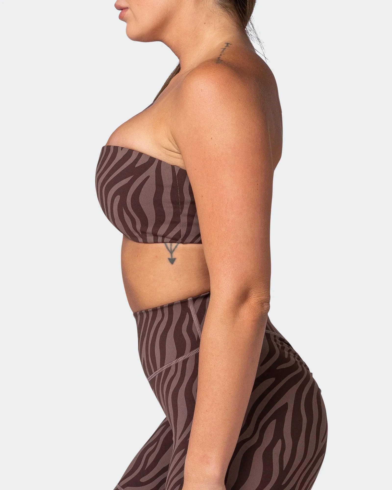 Movement One Shoulder Bralette - Coffee Zebra Print sold by Muscle Nation product image thumbnail 4