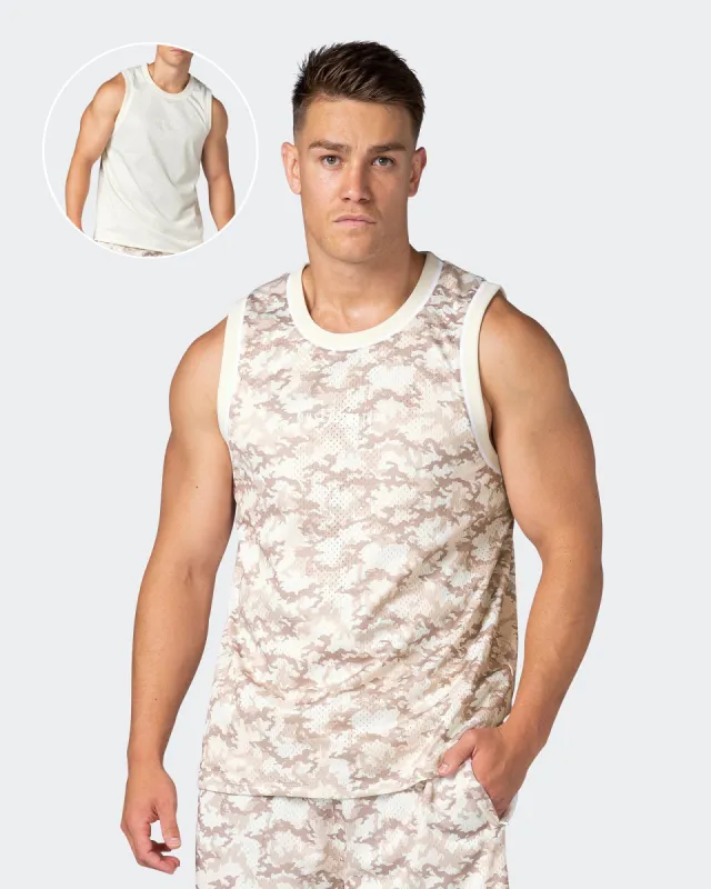 Reversible Basketball Jersey - Beige Camo / Dew sold by Muscle Nation