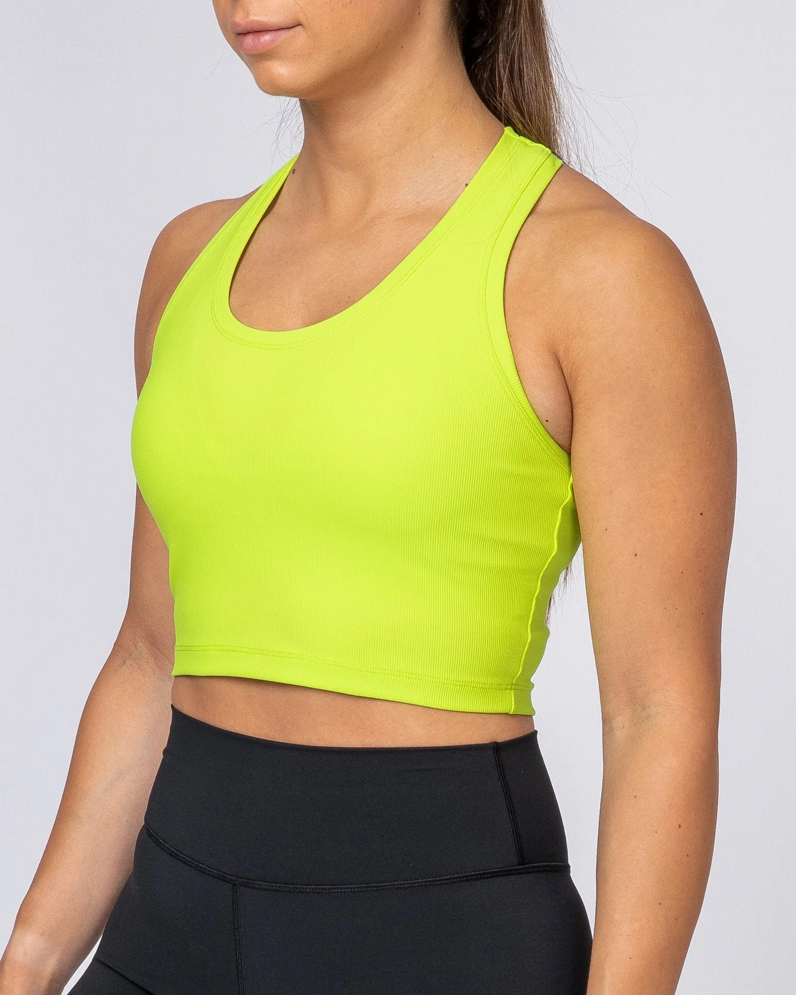Ribbed Cropped Tank - Acid Lime sold by Muscle Nation