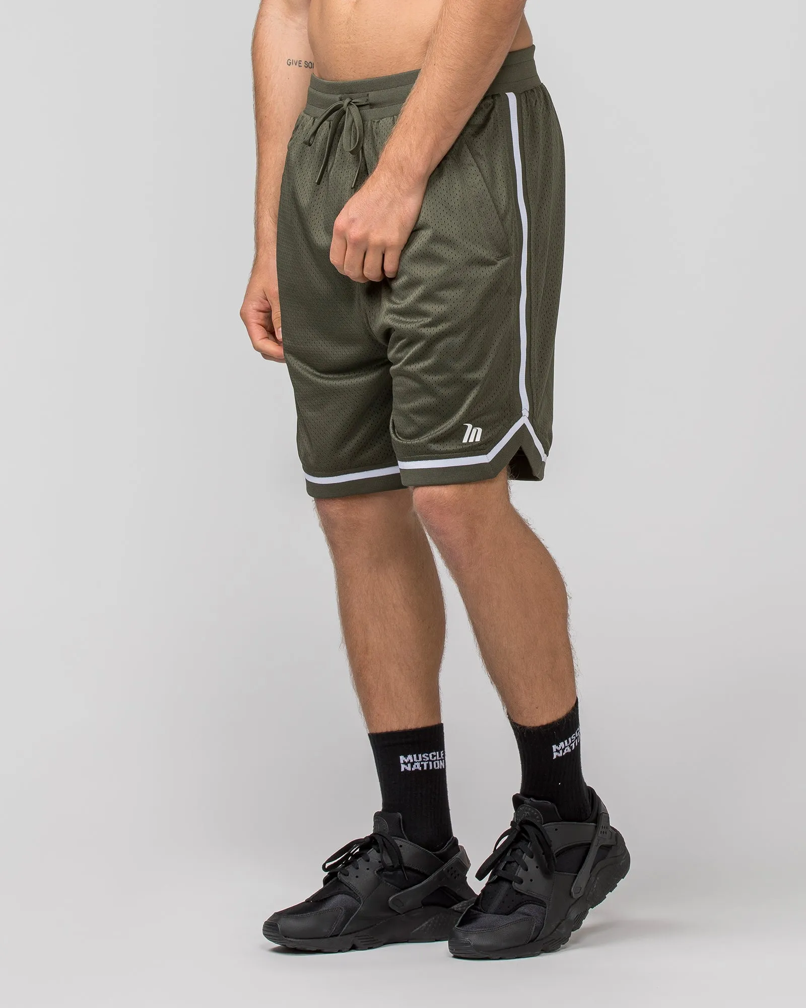 Mens 8" Basketball Shorts - Dark Khaki sold by Muscle Nation