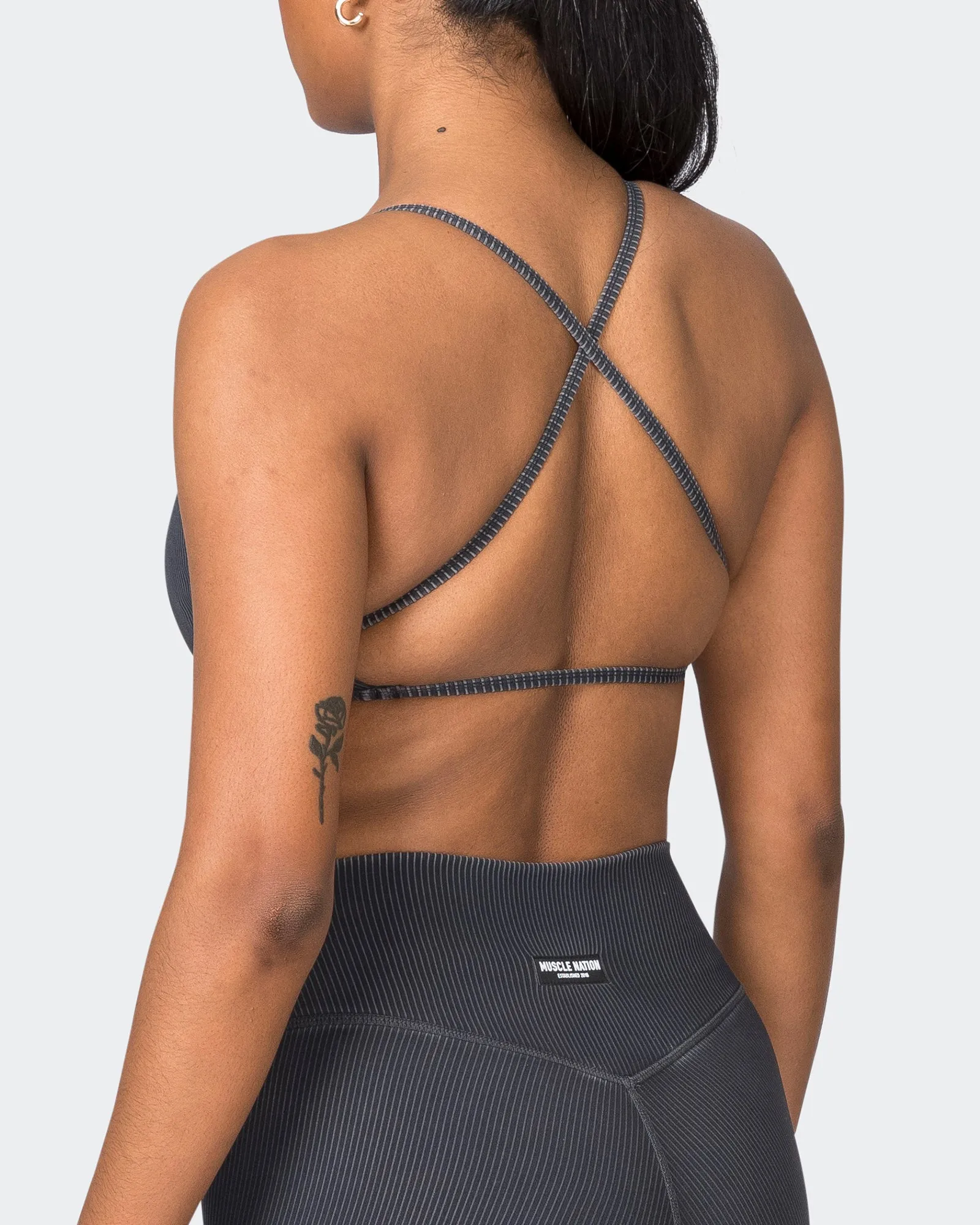 Essence Vintage Rib Bralette - Washed Black sold by Muscle Nation product image thumbnail 5
