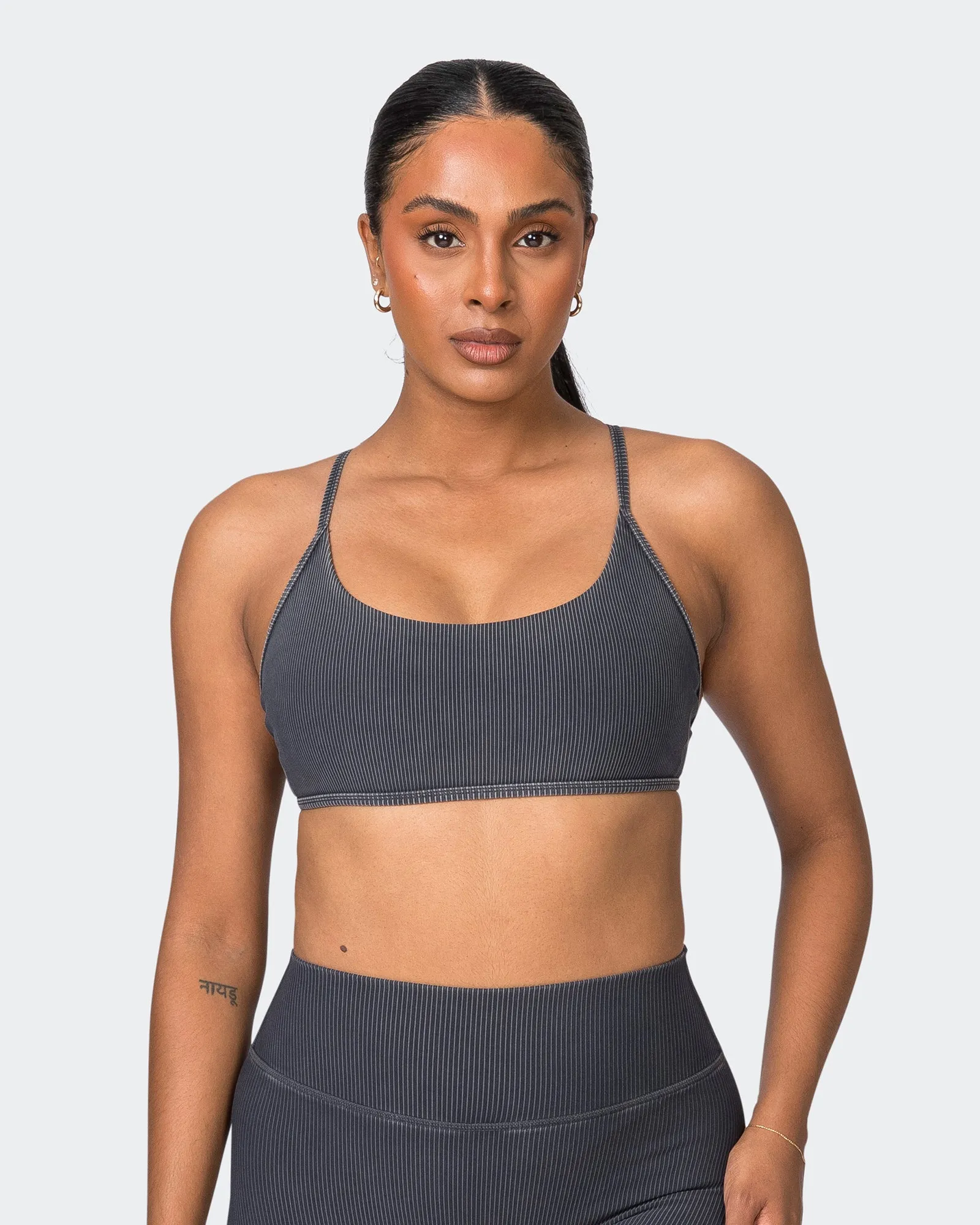 Essence Vintage Rib Bralette - Washed Black sold by Muscle Nation