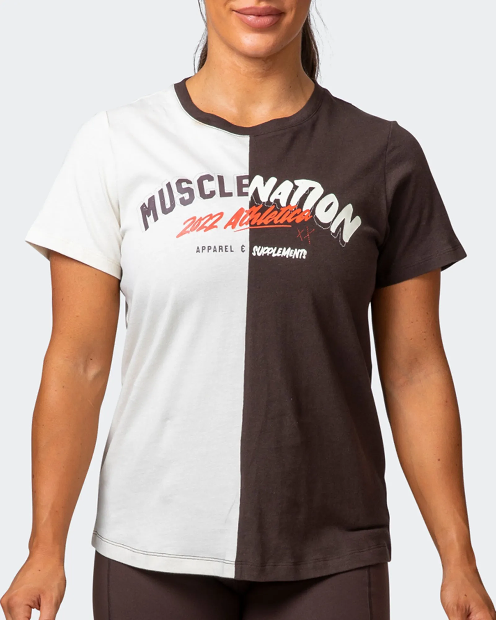 Womens Regular Fit Athletica Tee - Cocoa / Dew sold by Muscle Nation product image thumbnail 2