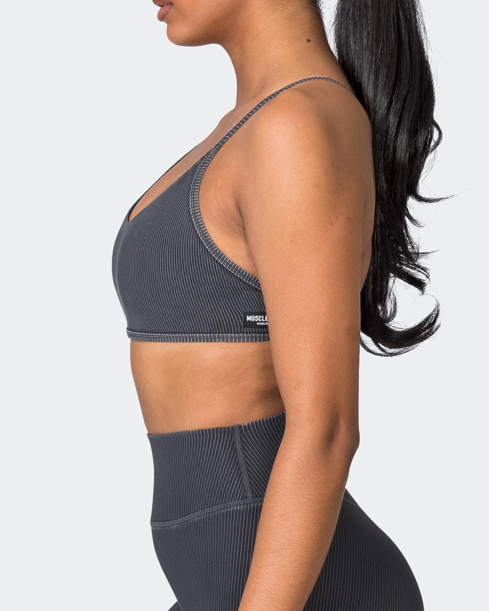 Essence Vintage Rib Bralette - Washed Black sold by Muscle Nation product image thumbnail 4