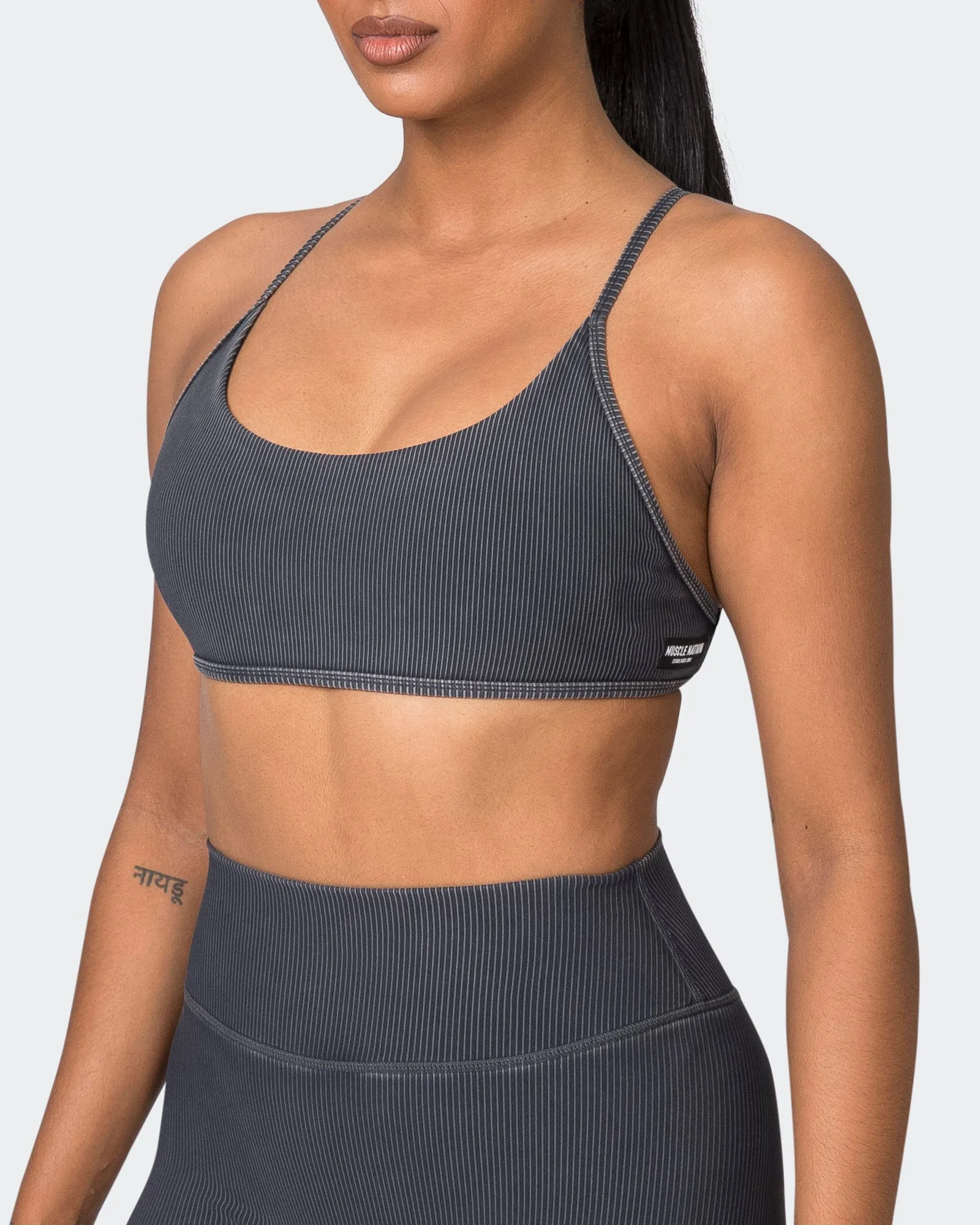 Essence Vintage Rib Bralette - Washed Black sold by Muscle Nation product image thumbnail 3