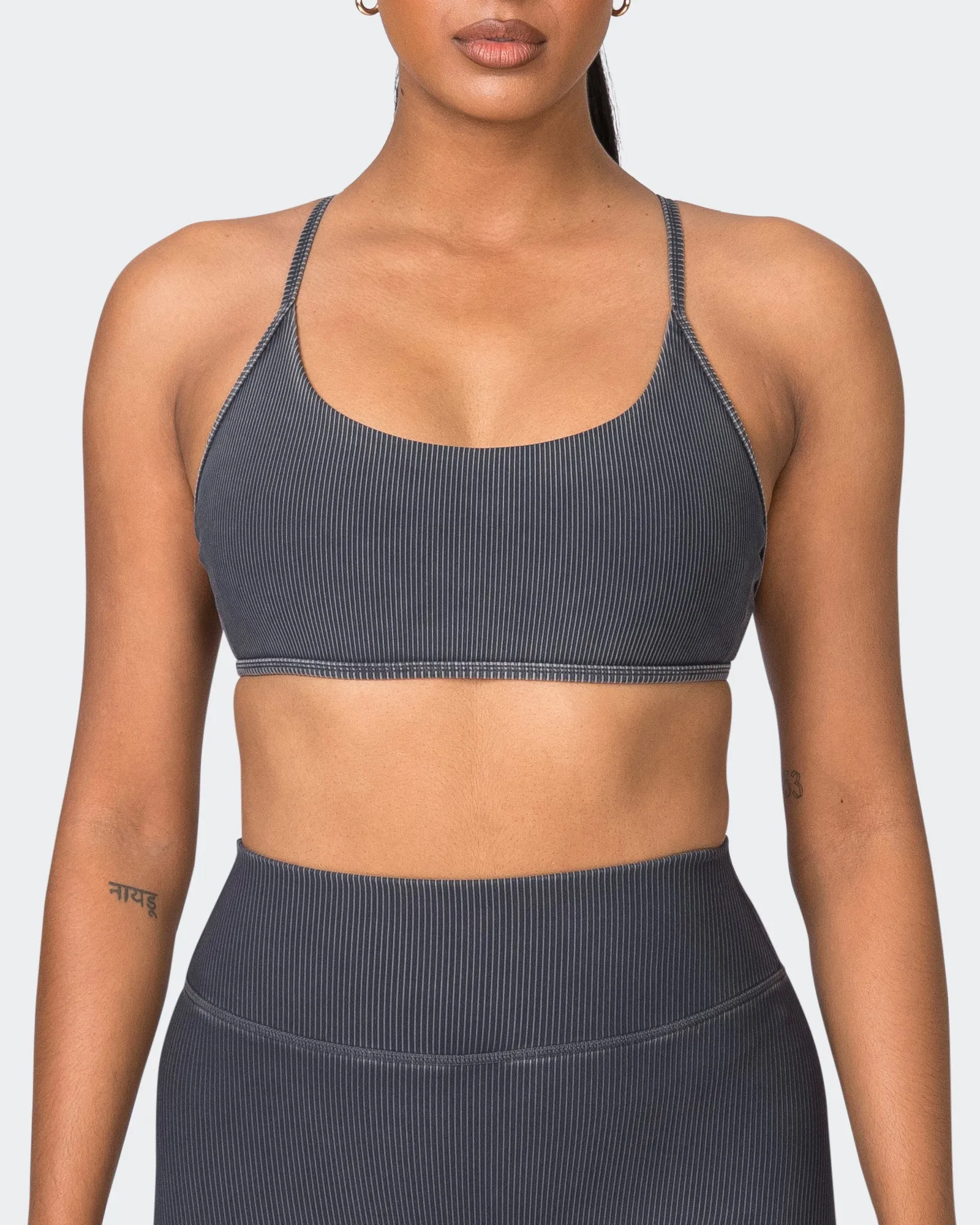 Essence Vintage Rib Bralette - Washed Black sold by Muscle Nation product image thumbnail 2