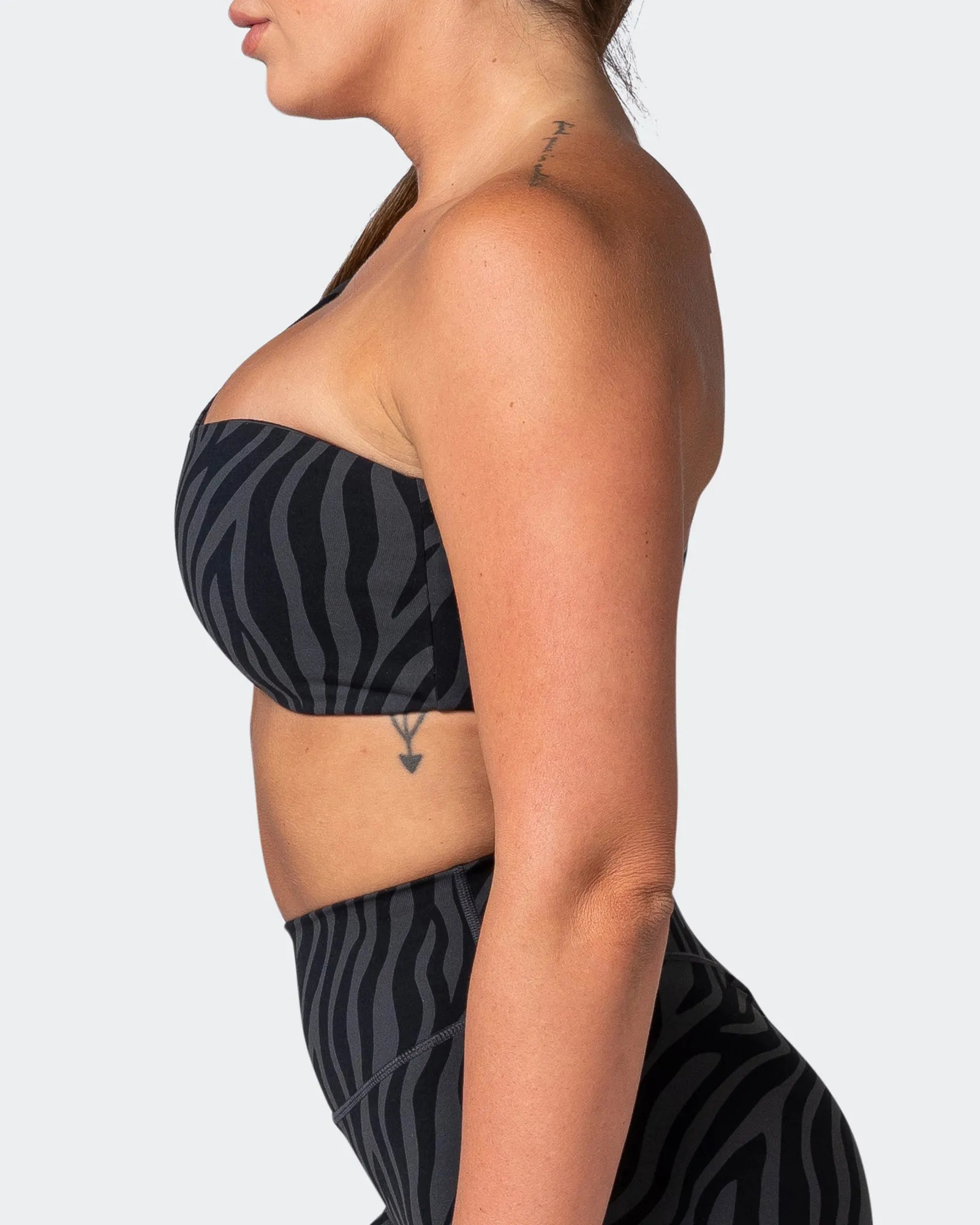 Movement One Shoulder Bralette - Monochrome Zebra Print sold by Muscle Nation product image thumbnail 4