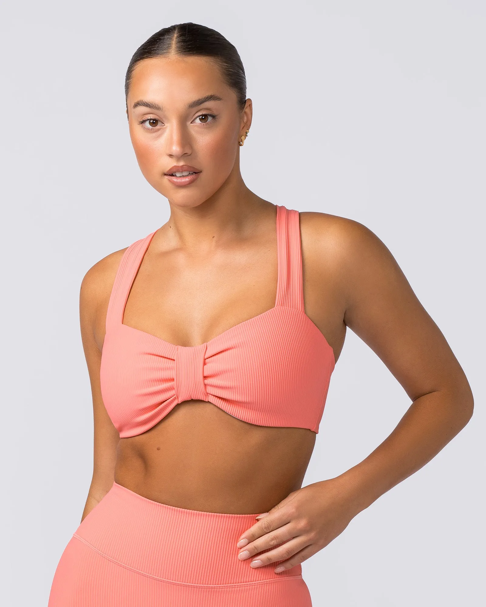 Lush Rib Bralette - Sunset Coral sold by Muscle Nation