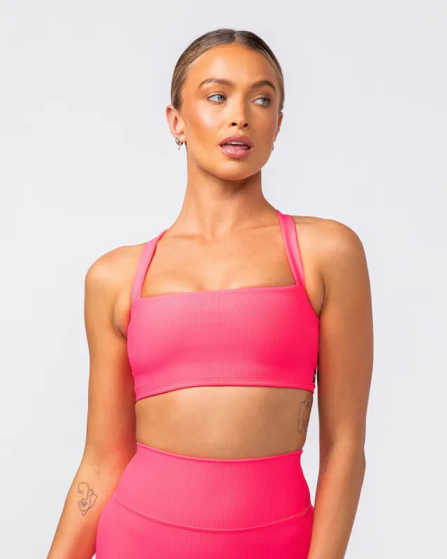 Twist Rib Bra - Neon Pink sold by Muscle Nation