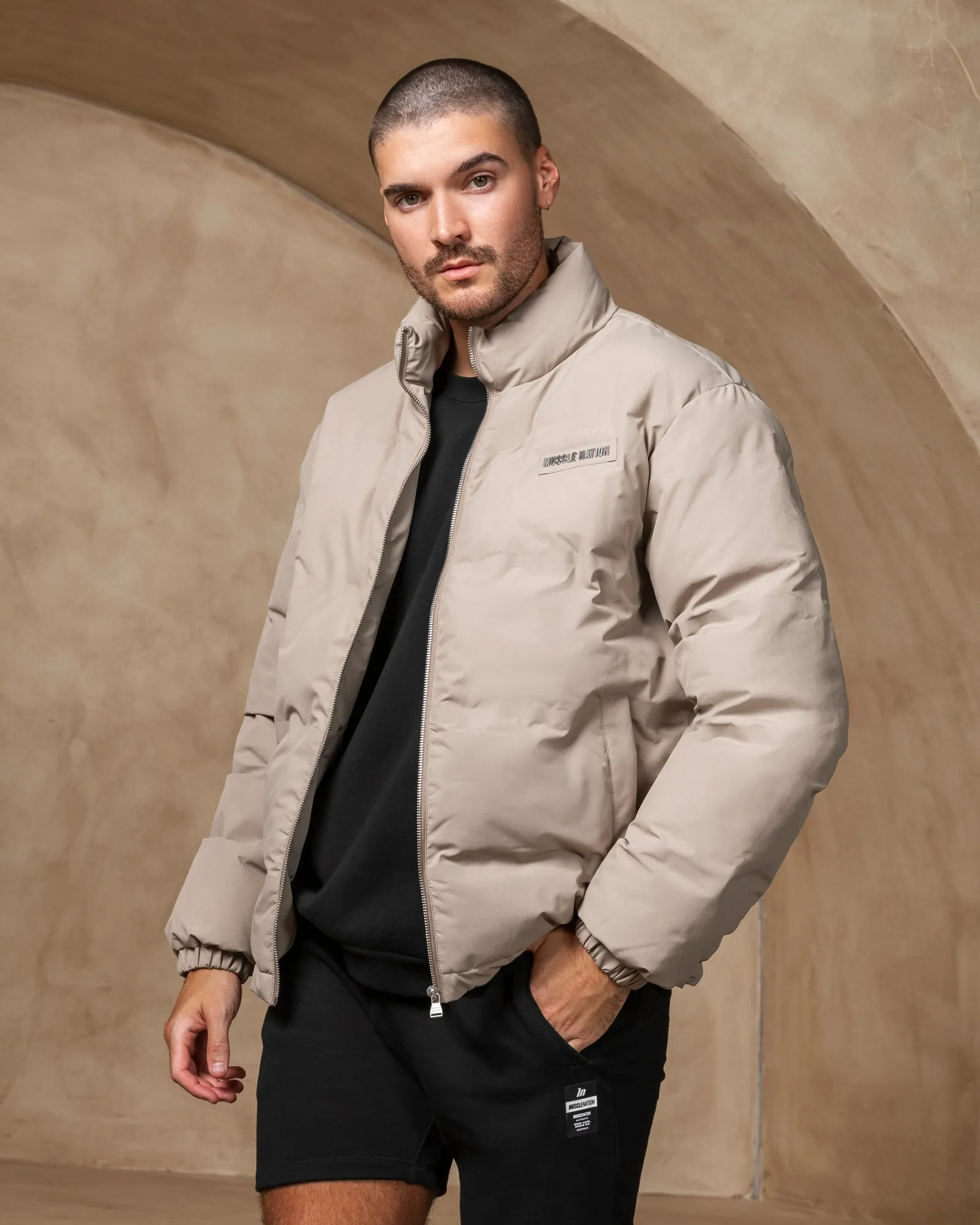 Mens Puffer Jacket - Fossil sold by Muscle Nation