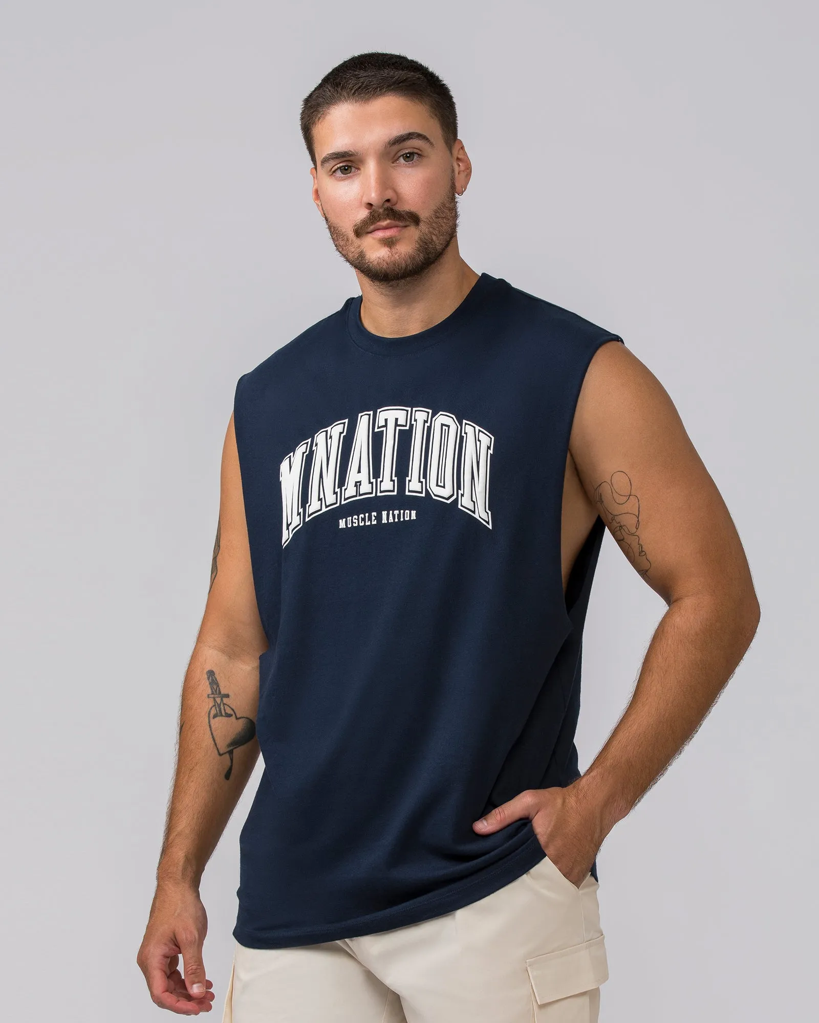 Varsity Muscle Tank - Navy sold by Muscle Nation product image thumbnail 2