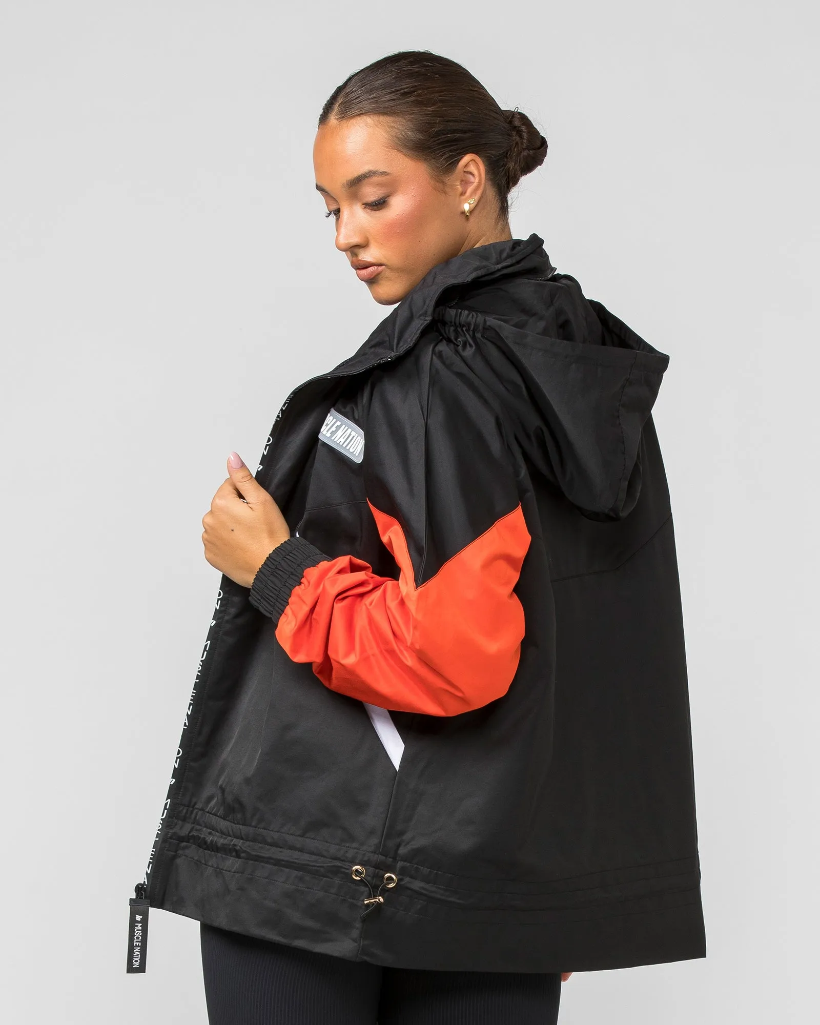 Unisex Retro Jacket - Black / Blood Orange sold by Muscle Nation product image thumbnail 3