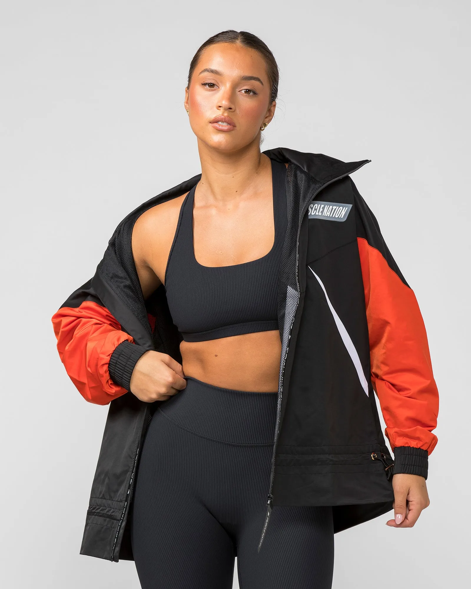 Unisex Retro Jacket - Black / Blood Orange sold by Muscle Nation