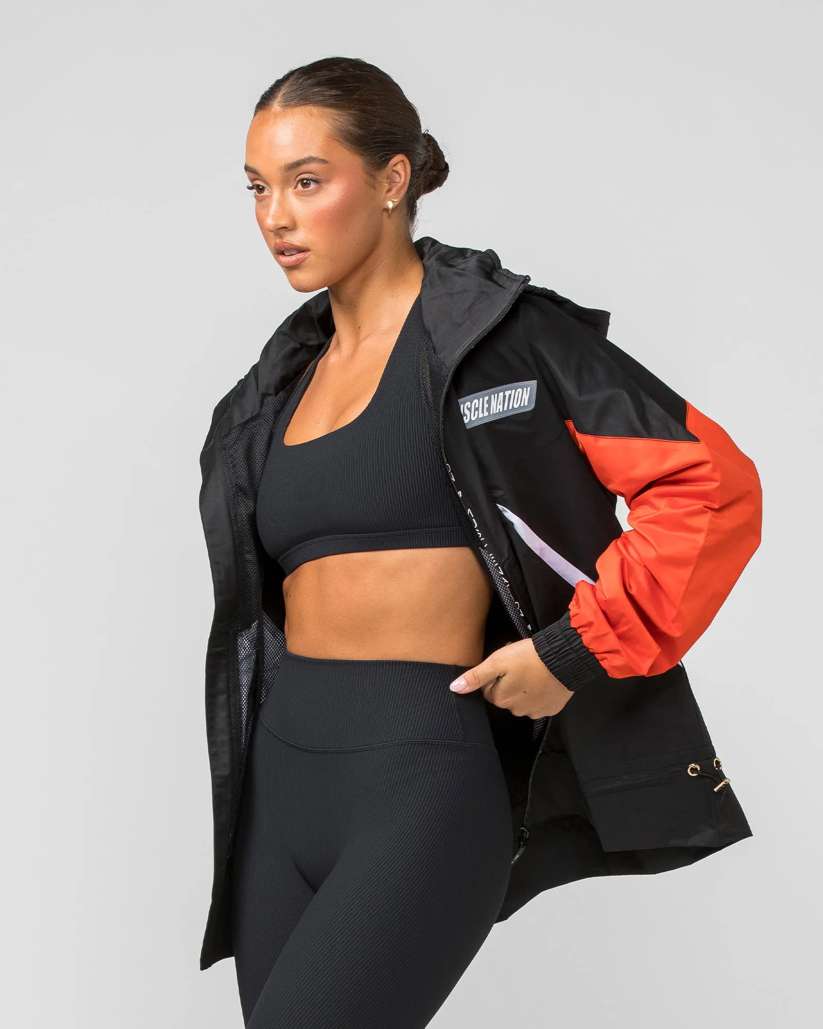 Unisex Retro Jacket - Black / Blood Orange sold by Muscle Nation product image thumbnail 2