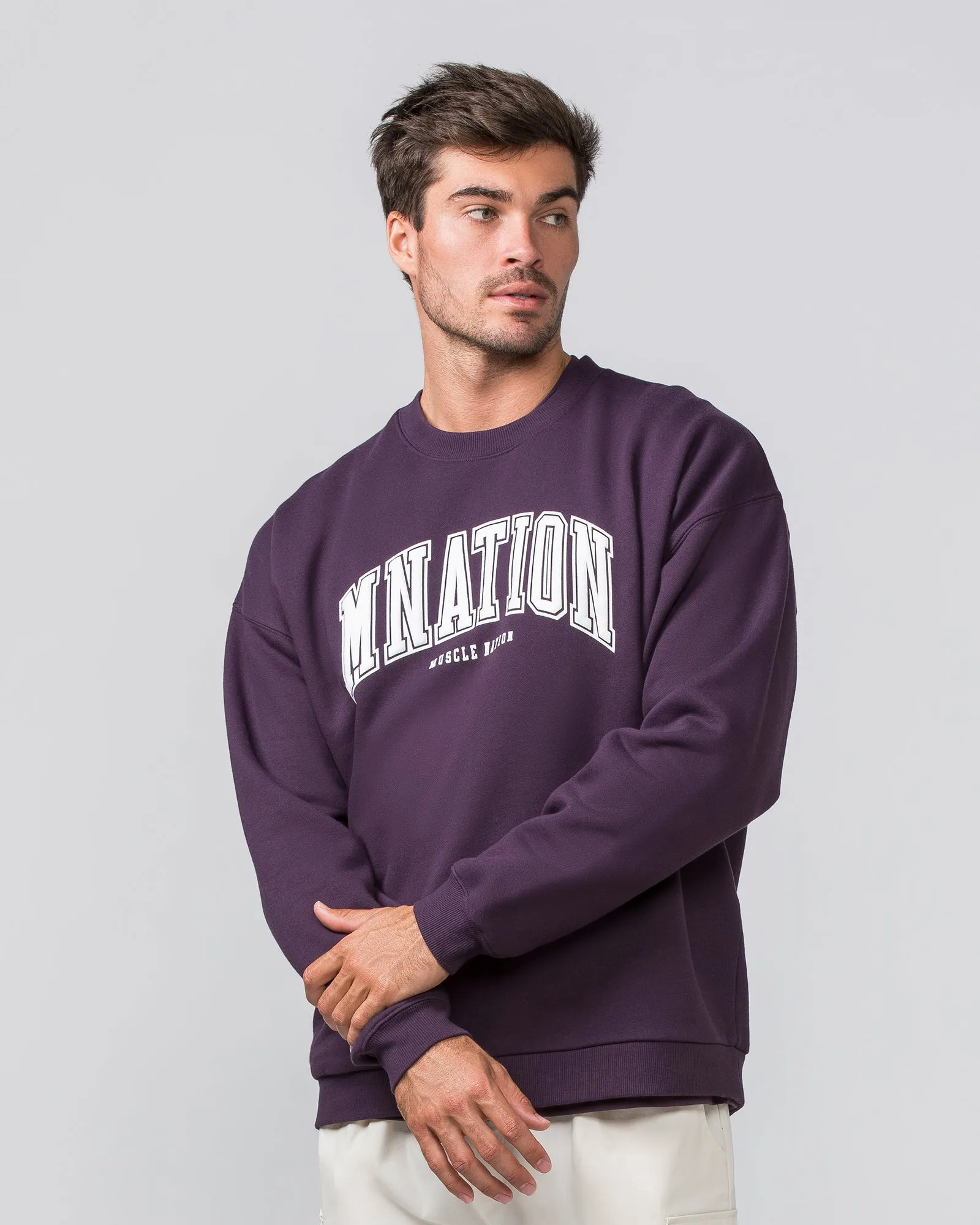Varsity Crew Pullover - Midnight Plum sold by Muscle Nation product image thumbnail 2