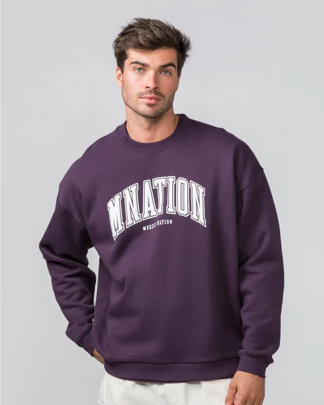 Varsity Crew Pullover - Midnight Plum sold by Muscle Nation