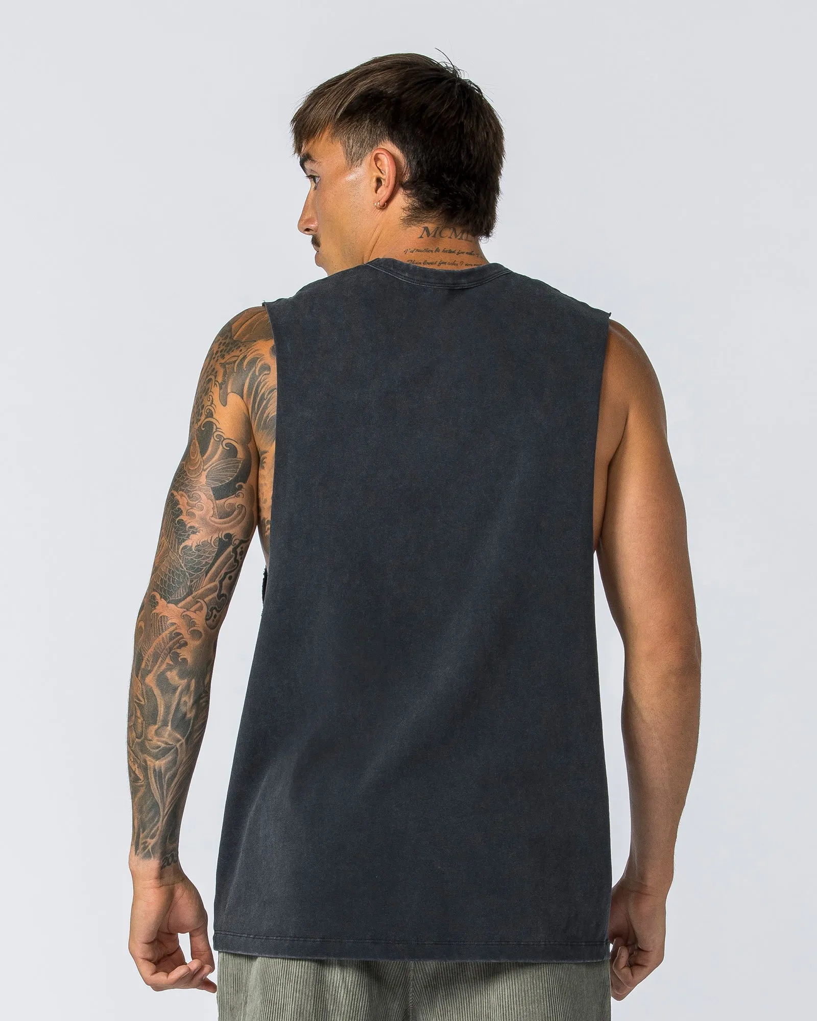 Ease Drop Arm Heavy Vintage Tank - Washed Black sold by Muscle Nation product image thumbnail 3