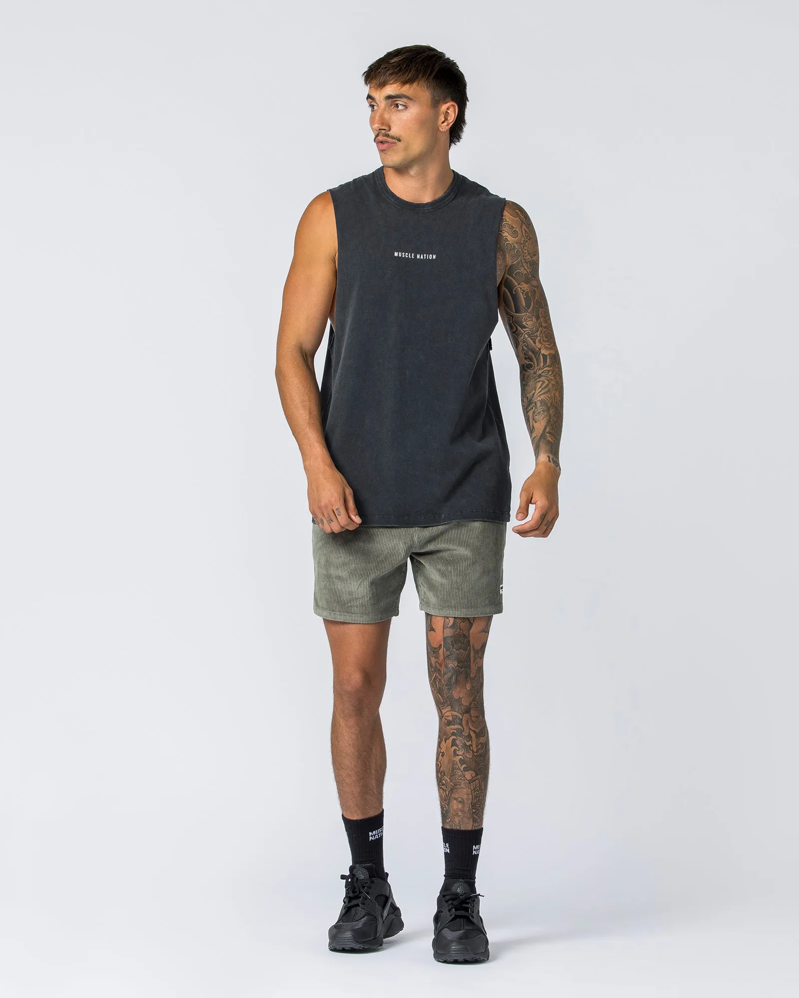 Ease Drop Arm Heavy Vintage Tank - Washed Black sold by Muscle Nation product image thumbnail 4