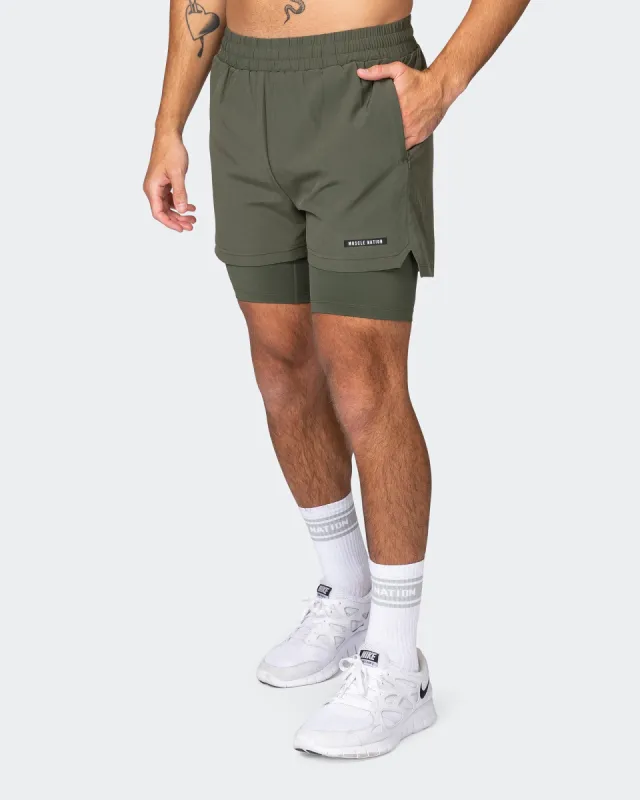 Vigour Training 3" Shorts - Dark Khaki sold by Muscle Nation
