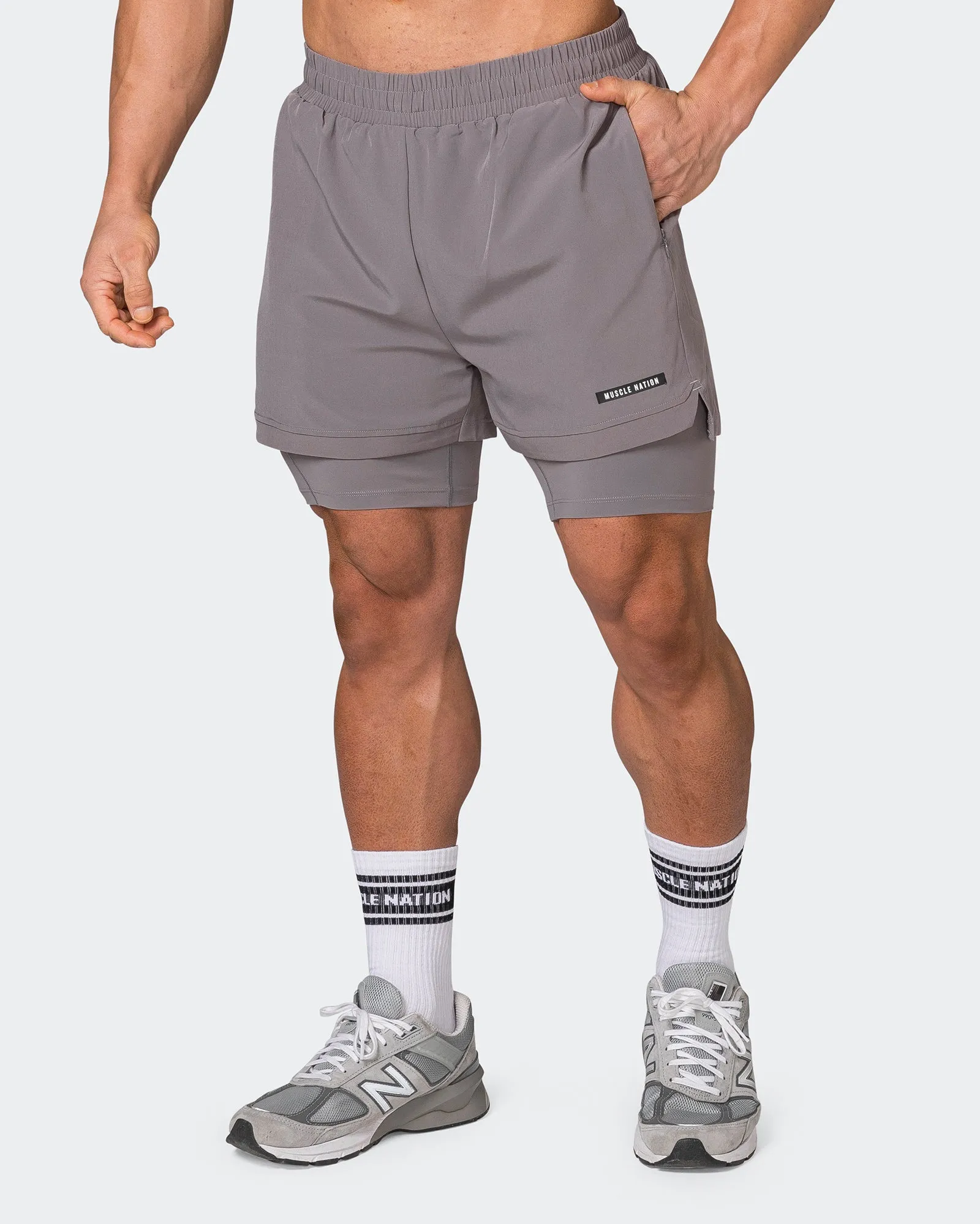 Vigour Training Shorts - Pearl Grey sold by Muscle Nation