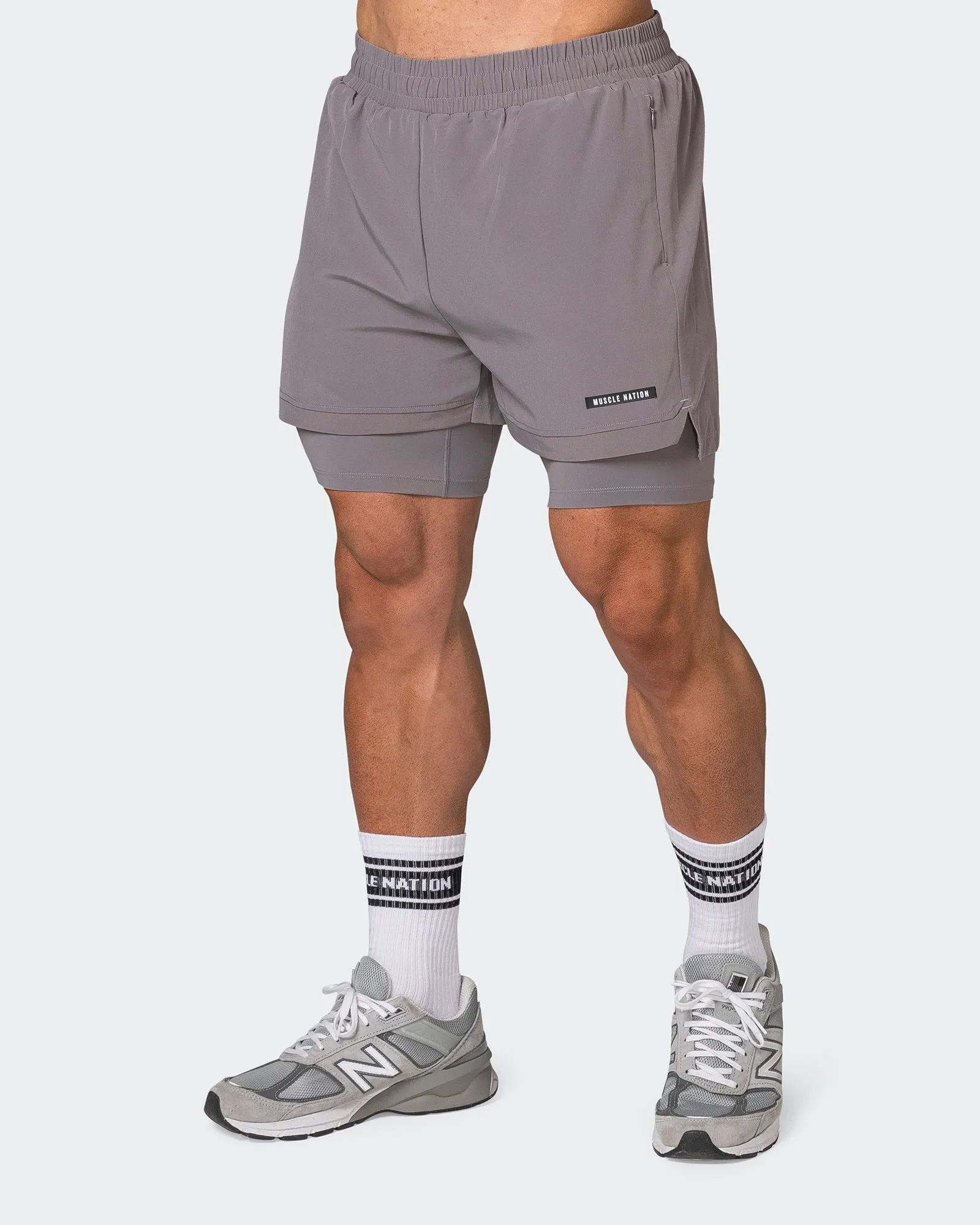 Vigour Training Shorts - Pearl Grey sold by Muscle Nation product image thumbnail 3