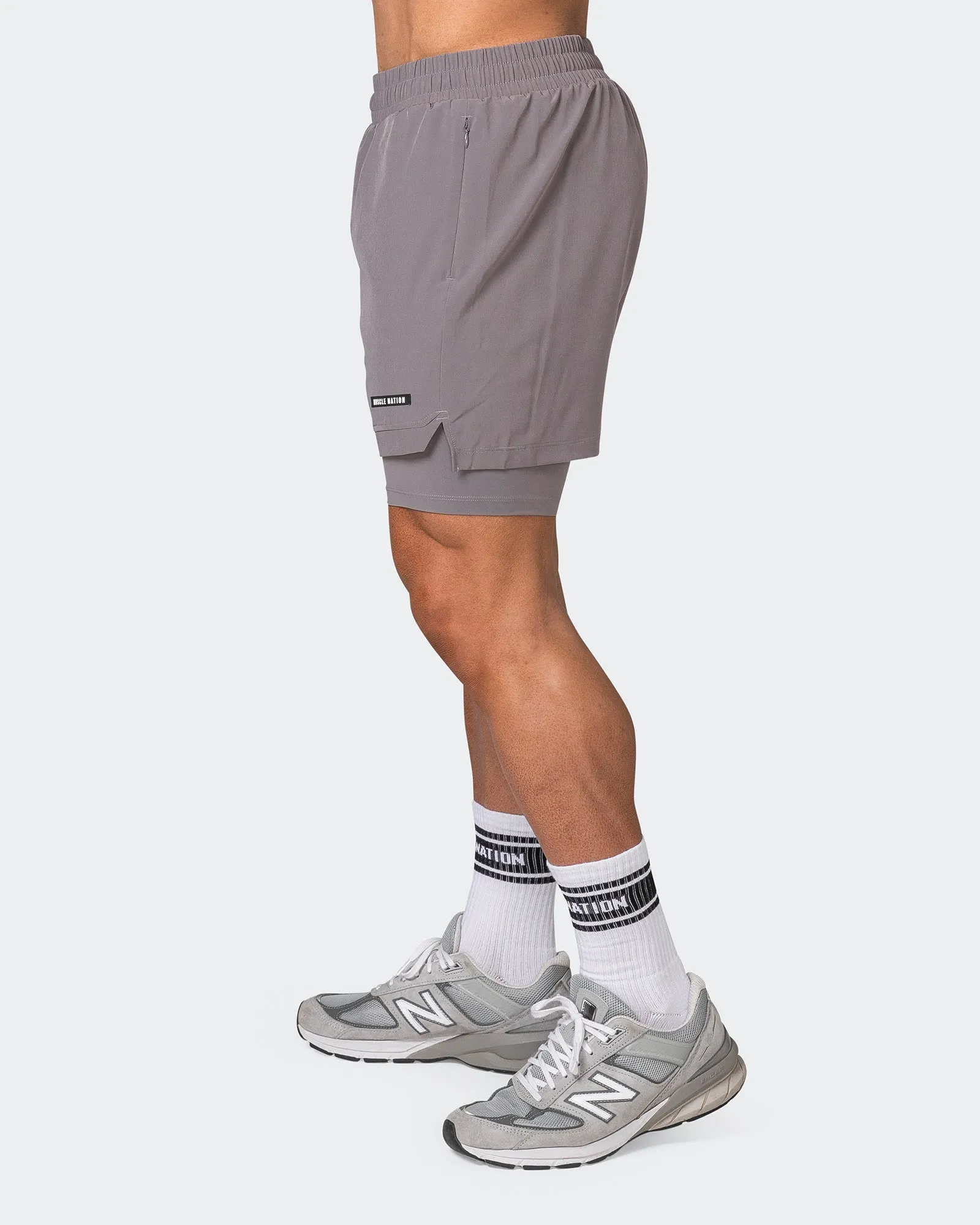 Vigour Training Shorts - Pearl Grey sold by Muscle Nation product image thumbnail 4