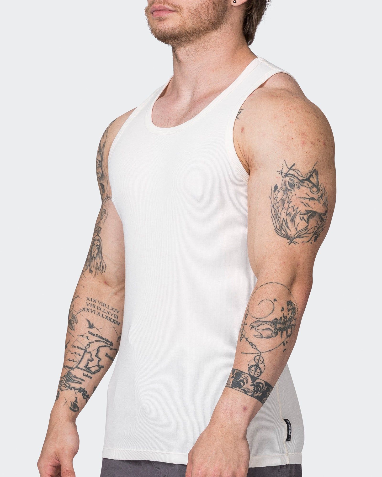 Classic Rib Fitted Training Tank - Travertine sold by Muscle Nation product image thumbnail 3