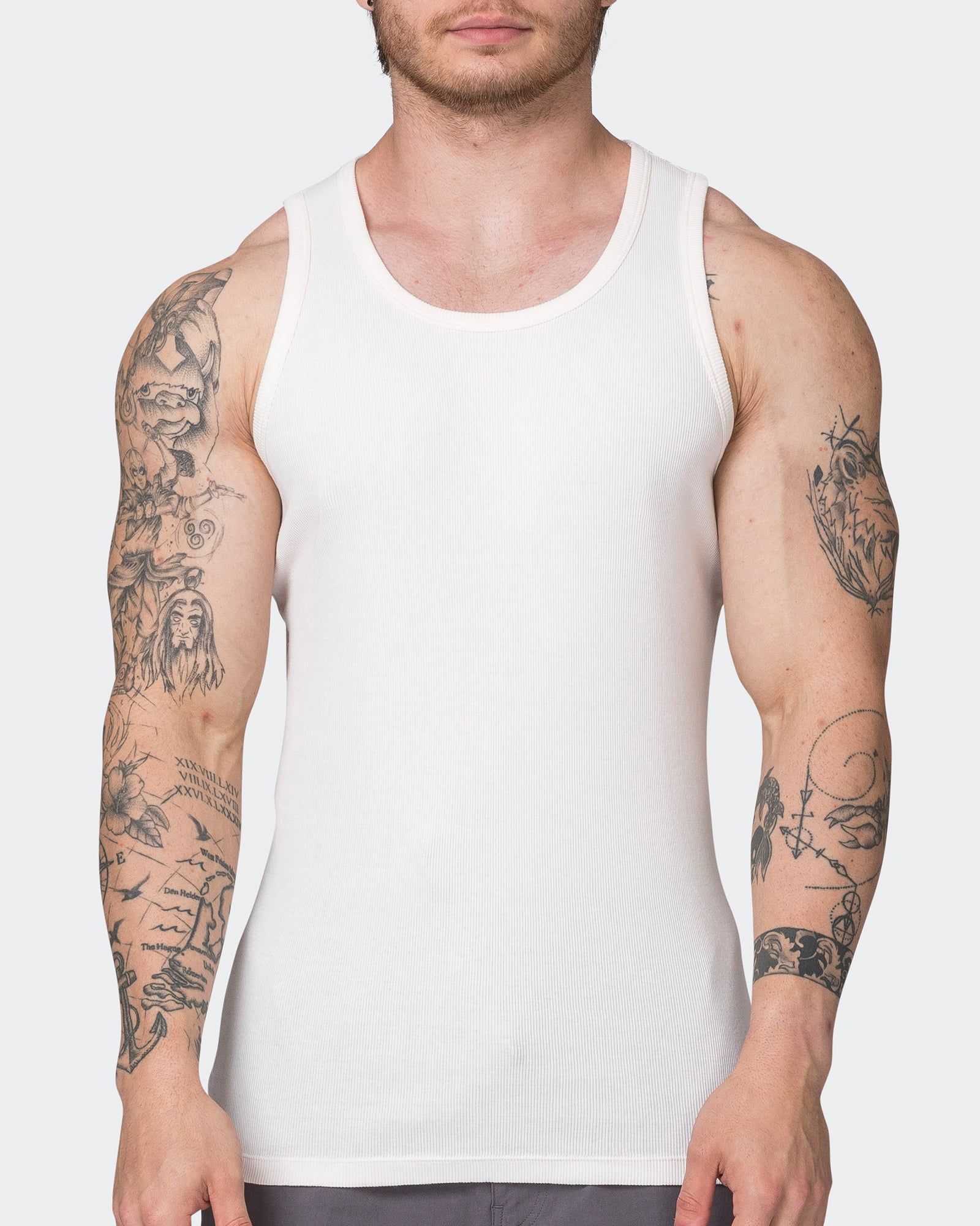 Classic Rib Fitted Training Tank - Travertine sold by Muscle Nation product image thumbnail 2