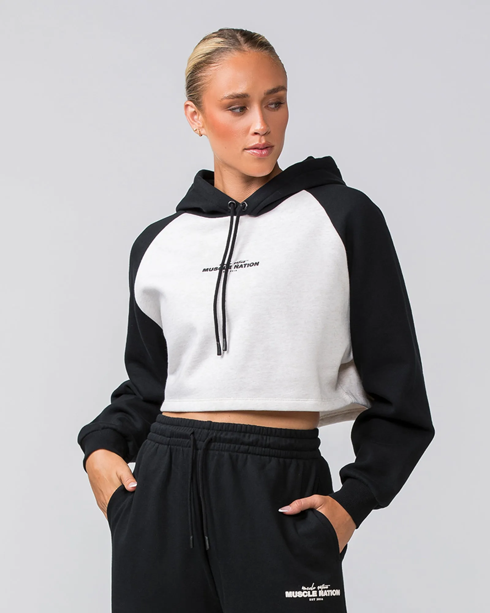 Timeless Cropped Hoodie - Black / Dew Marl sold by Muscle Nation product image thumbnail 2