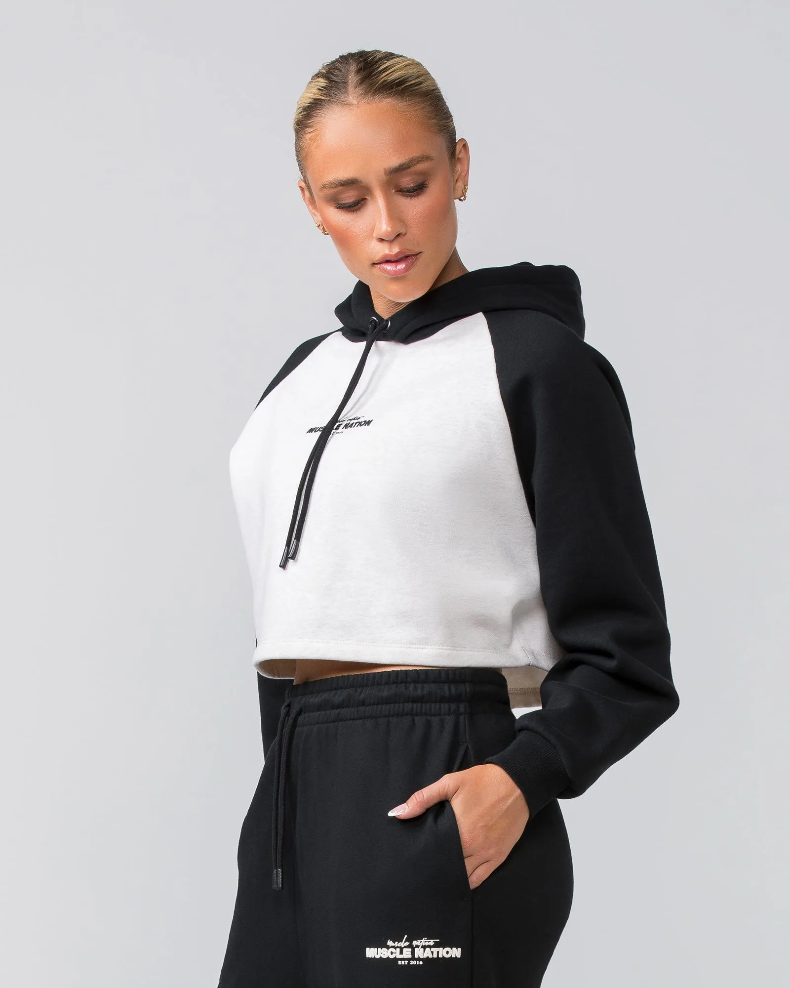 Timeless Cropped Hoodie - Black / Dew Marl sold by Muscle Nation product image thumbnail 3