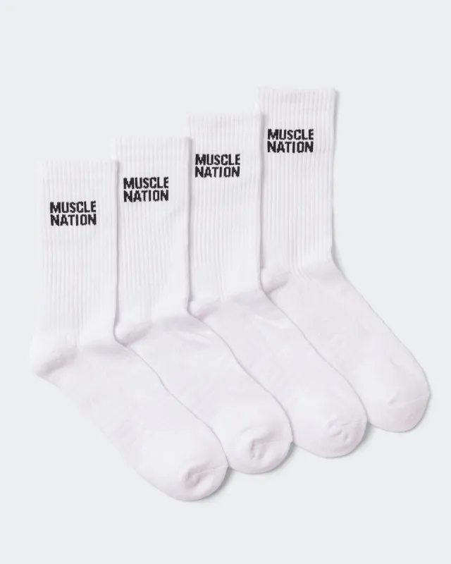 Mens Essential Crew Socks (2x Pack) - White sold by Muscle Nation
