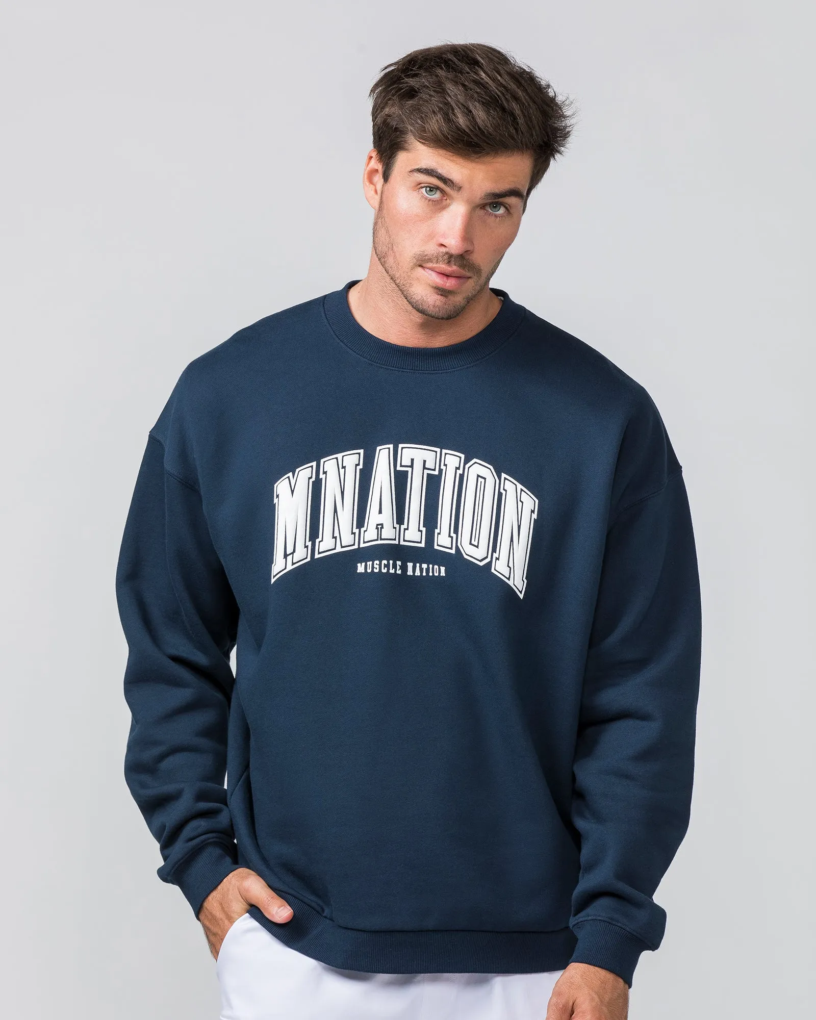 Varsity Crew Pullover - Navy sold by Muscle Nation