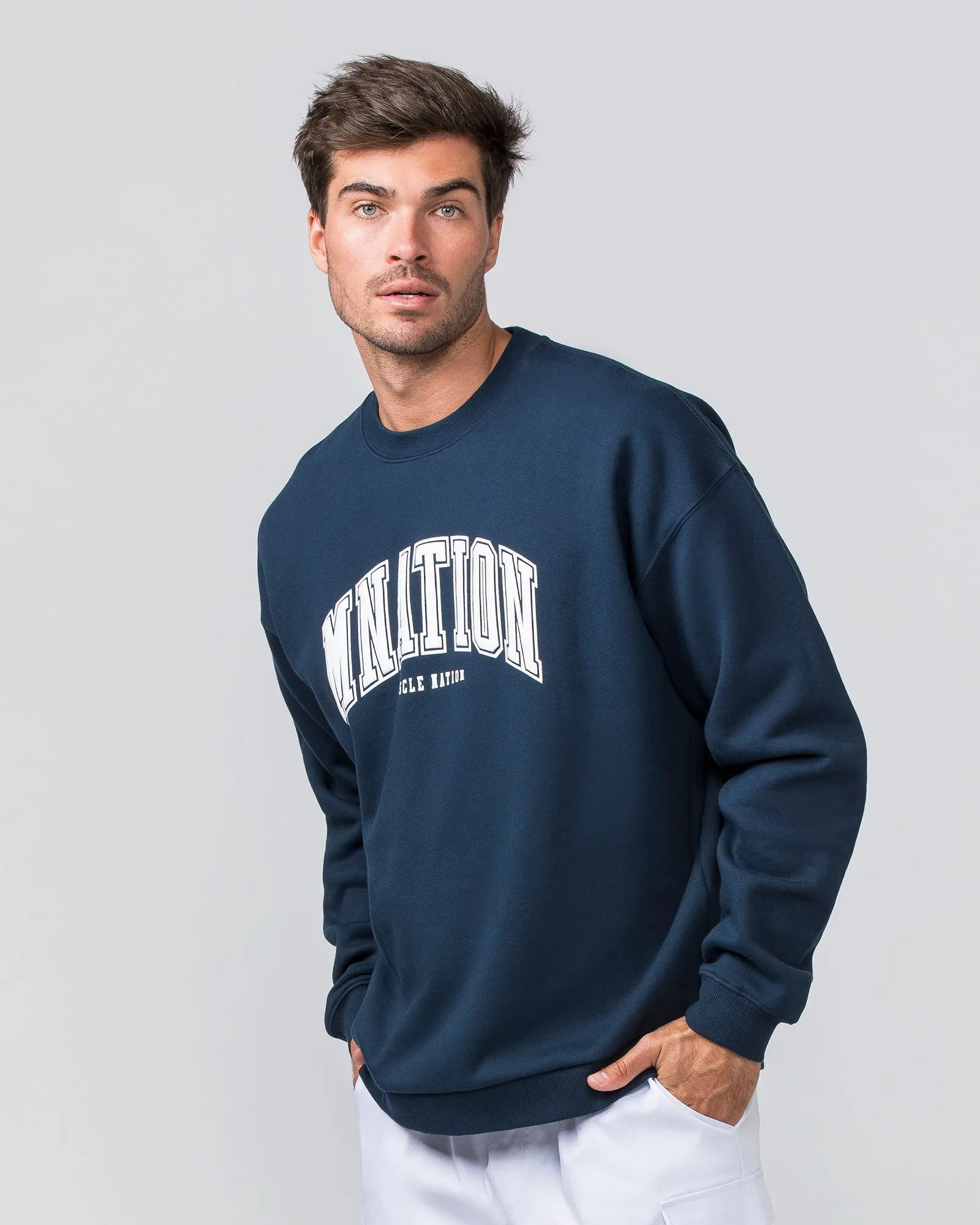 Varsity Crew Pullover - Navy sold by Muscle Nation product image thumbnail 2